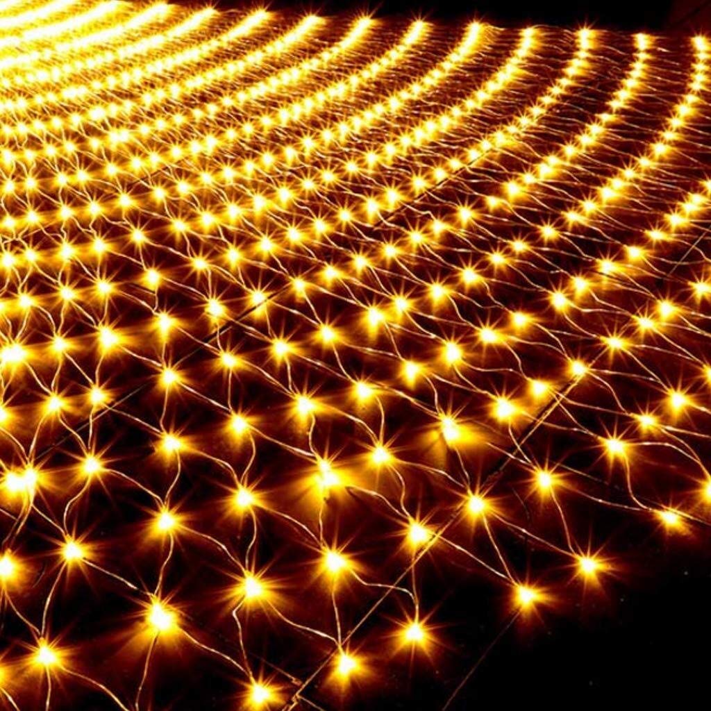 LED Mesh Fairy Lights - 2mX2m Multi-Color String Lights with 8 Lighting Modes for Indoor/Outdoor Christmas Decorations, Garden Parties, Wedding & Home Decoration (Yellow)