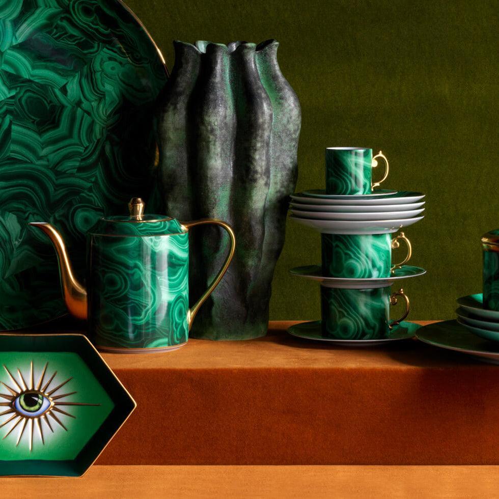 Premium Malachite Tea Cup - Handcrafted Ceramic Mug with Natural Stone Design - Perfect for Herbal Tea, Coffee & Relaxation at Home or Office