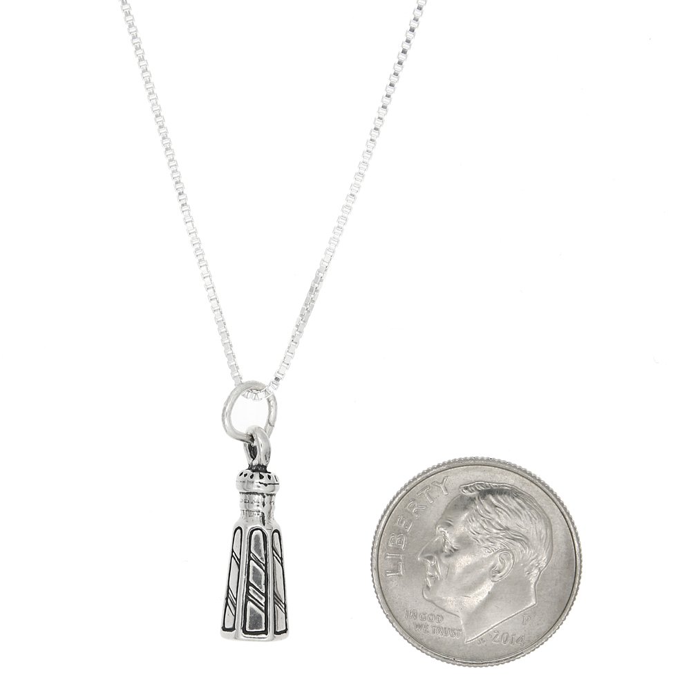 Sterling Silver 3D Salt and Pepper Shaker Necklace - Unique Kitchen Jewelry for Food Lovers & Cooking Enthusiasts