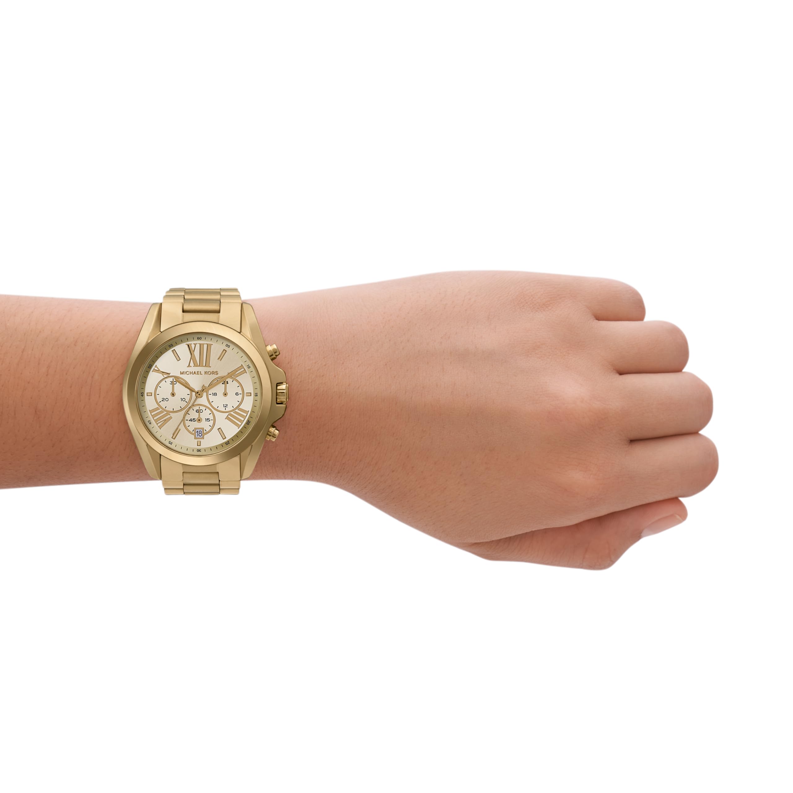 Michael Kors Bradshaw Women's Stainless Steel Chronograph Watch with Leather/Steel Band - Elegant Dress Watch for Business, Party & Everyday Wear