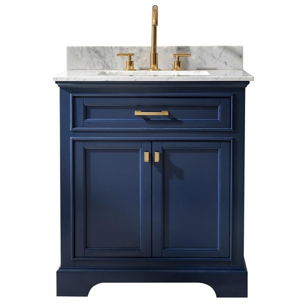 Modern Blue Bathroom Vanity 30 Inch - Design Element ML-30-BLU with Soft-Close Doors & Drawers - Perfect for Small Bathrooms, Powder Rooms & Coastal Home Decor