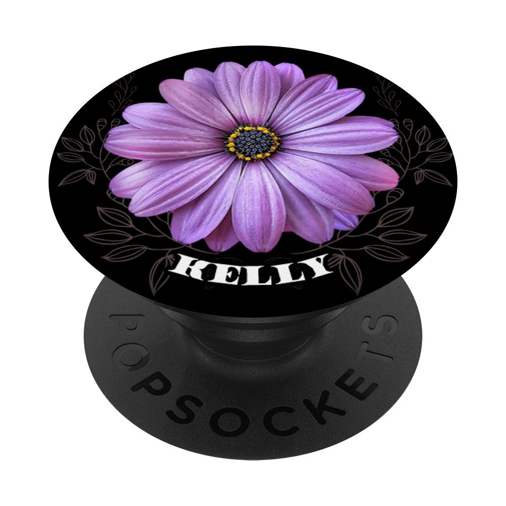 Kelly Name Daisy Flower Purple Floral Design PopSocket - Expandable Phone Grip & Stand for iPhone, Samsung, Tablets | Perfect for Selfies, Videos & Hands-Free Use