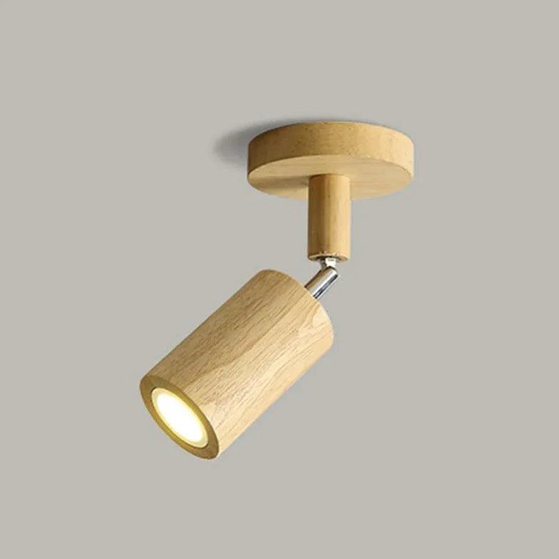Modern Wooden Flush Mount Ceiling Light Fixture - Dimmable LED Lighting for Bedroom, Living Room, Kitchen & Hallway