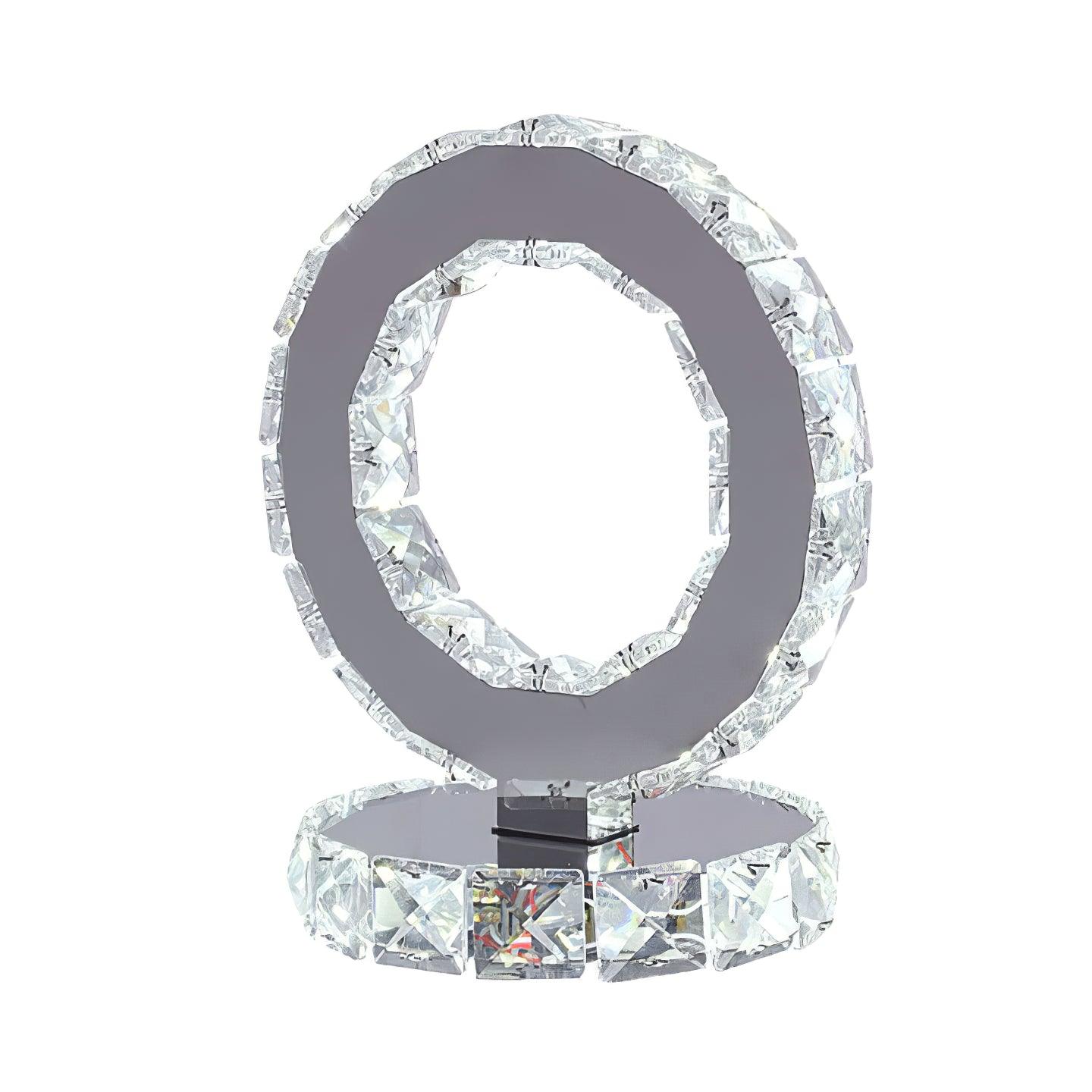 Elegant Crystal Rings Table Lamp - Modern LED Bedside Night Light for Bedroom, Living Room, and Office Decor