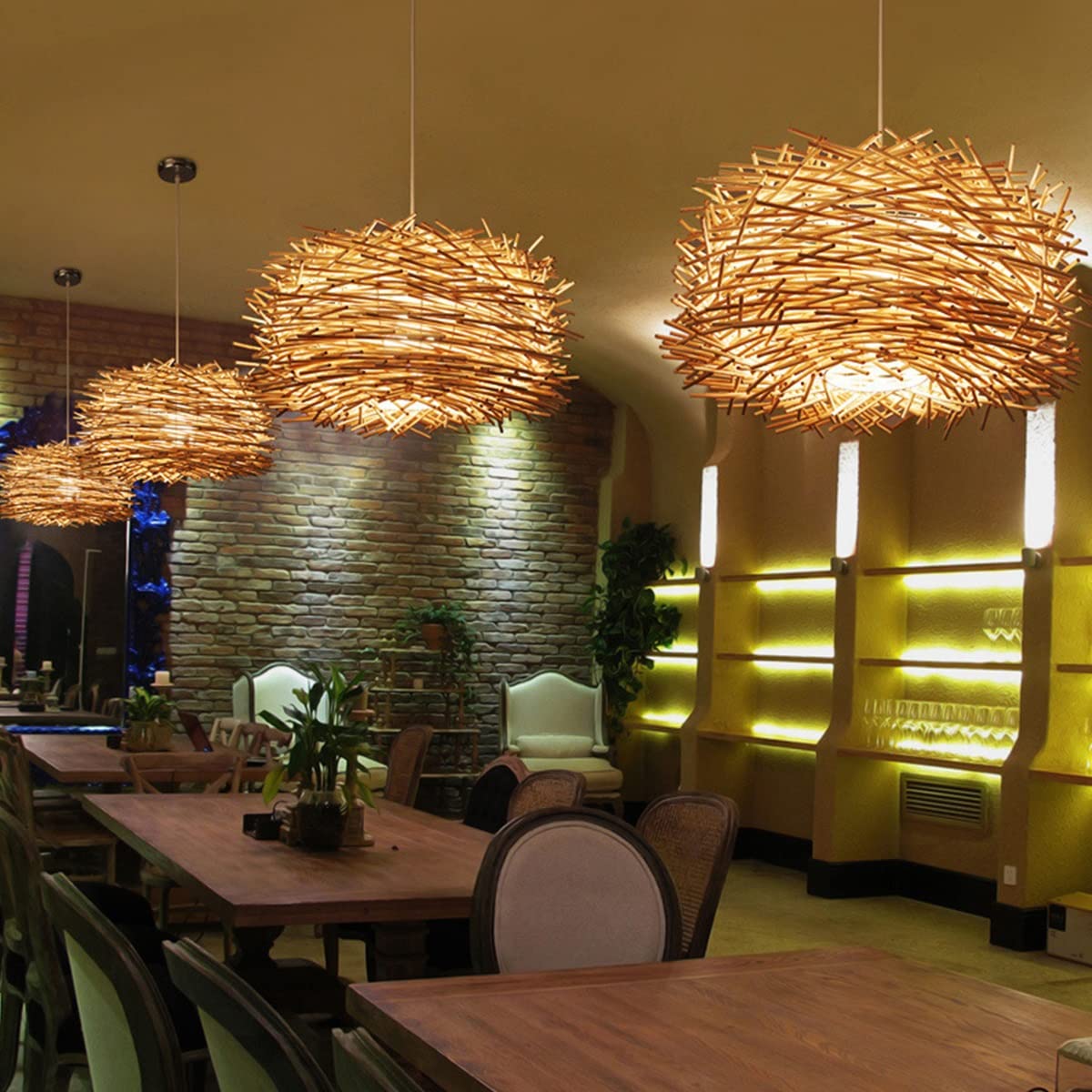 Handmade Rattan Pendant Light Fixture - Modern Boho Wicker Chandelier, Natural Bamboo Ceiling Lamp for Kitchen, Living Room, Dining Room & Bedroom Decor | Perfect for Farmhouse, Coastal & Bohemian Home Style