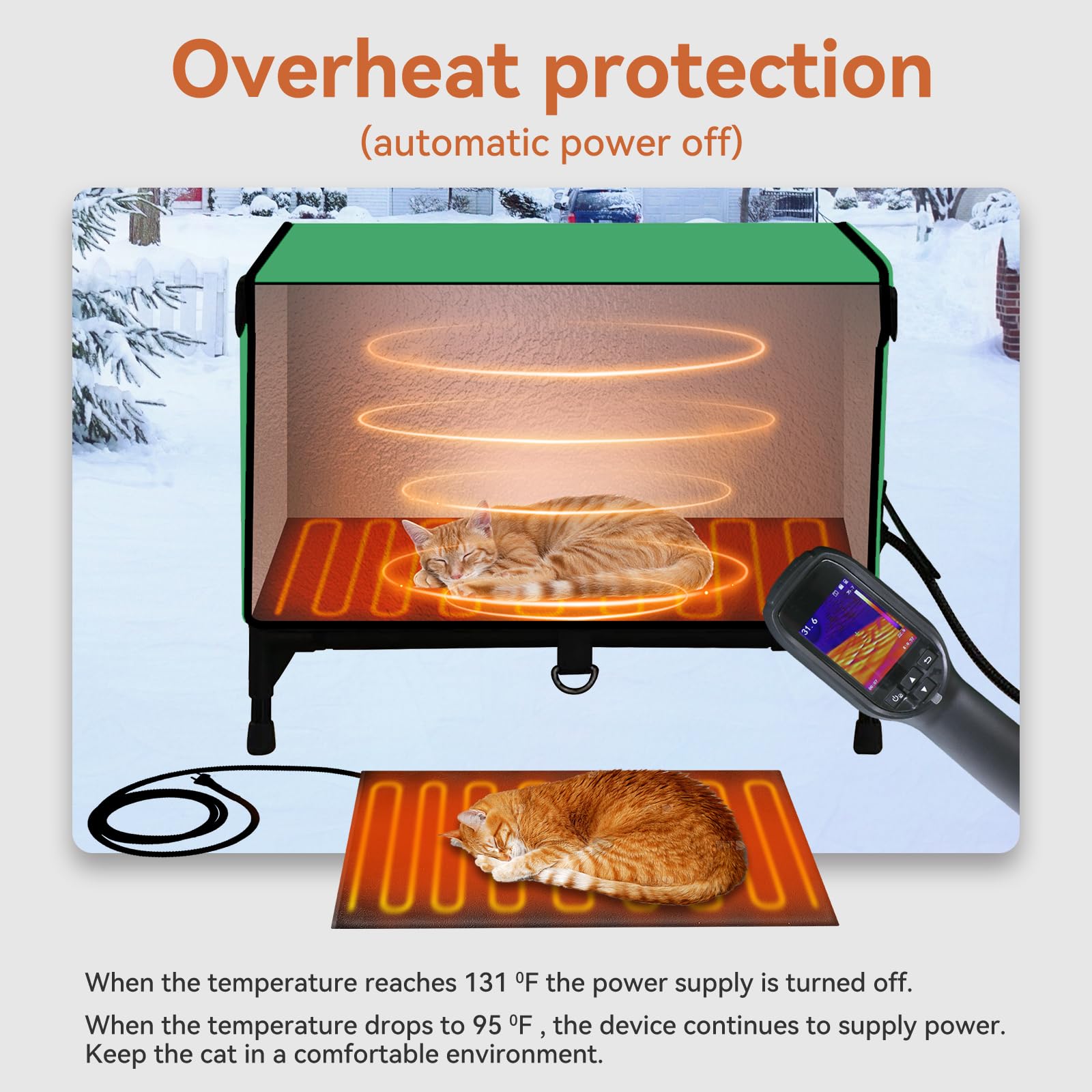 Heated Outdoor Cat House for Winter - Large, Weatherproof & Insulated Shelter for Multiple Feral Cats | Waterproof Design in Green | Perfect for Backyard, Garden & Cold Weather Protection