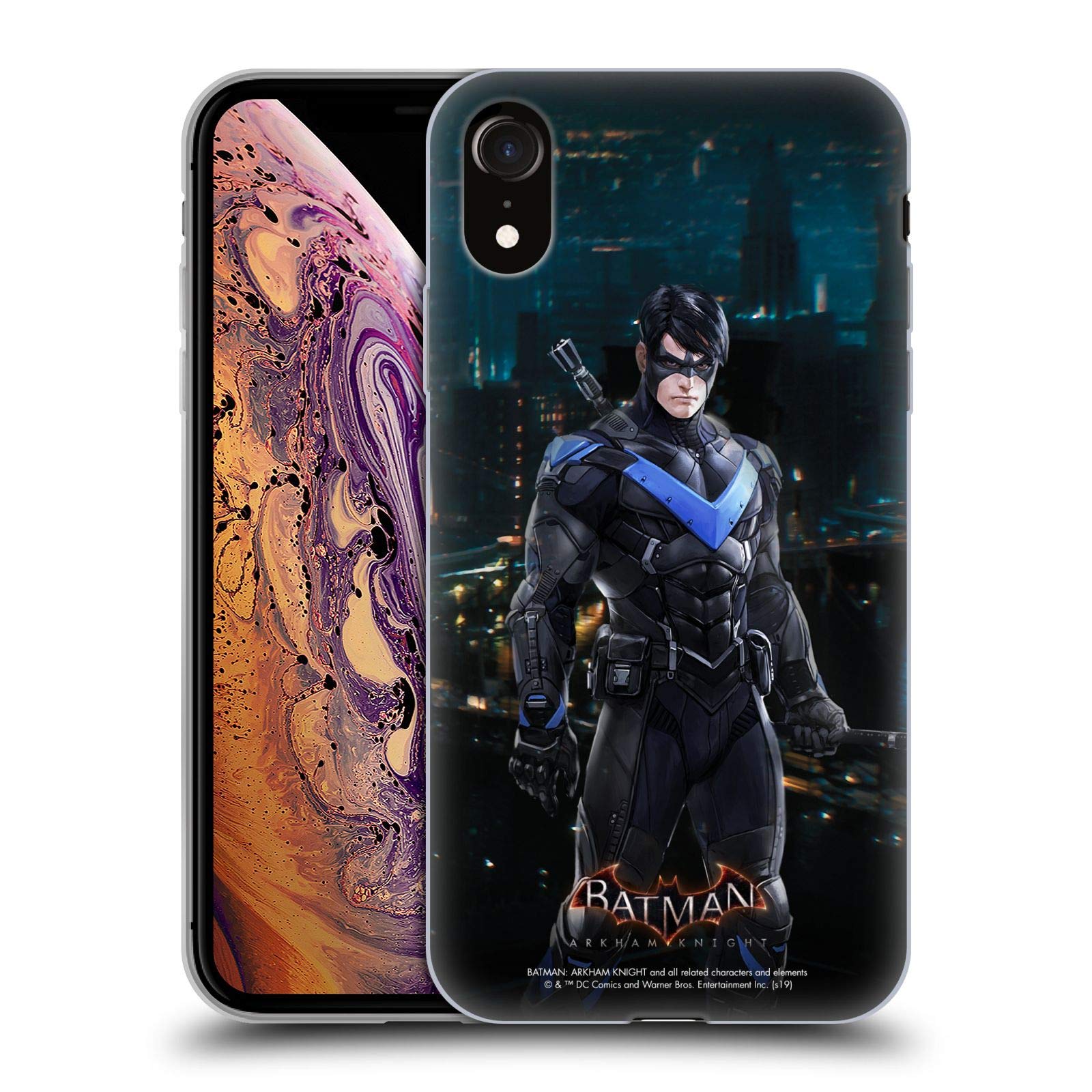 Official Batman Arkham Knight Nightwing Soft Gel Case for Apple iPhone XR - Licensed DC Comics Character Phone Cover for Protection & Style - Perfect for Fans, Cosplay & Everyday Use