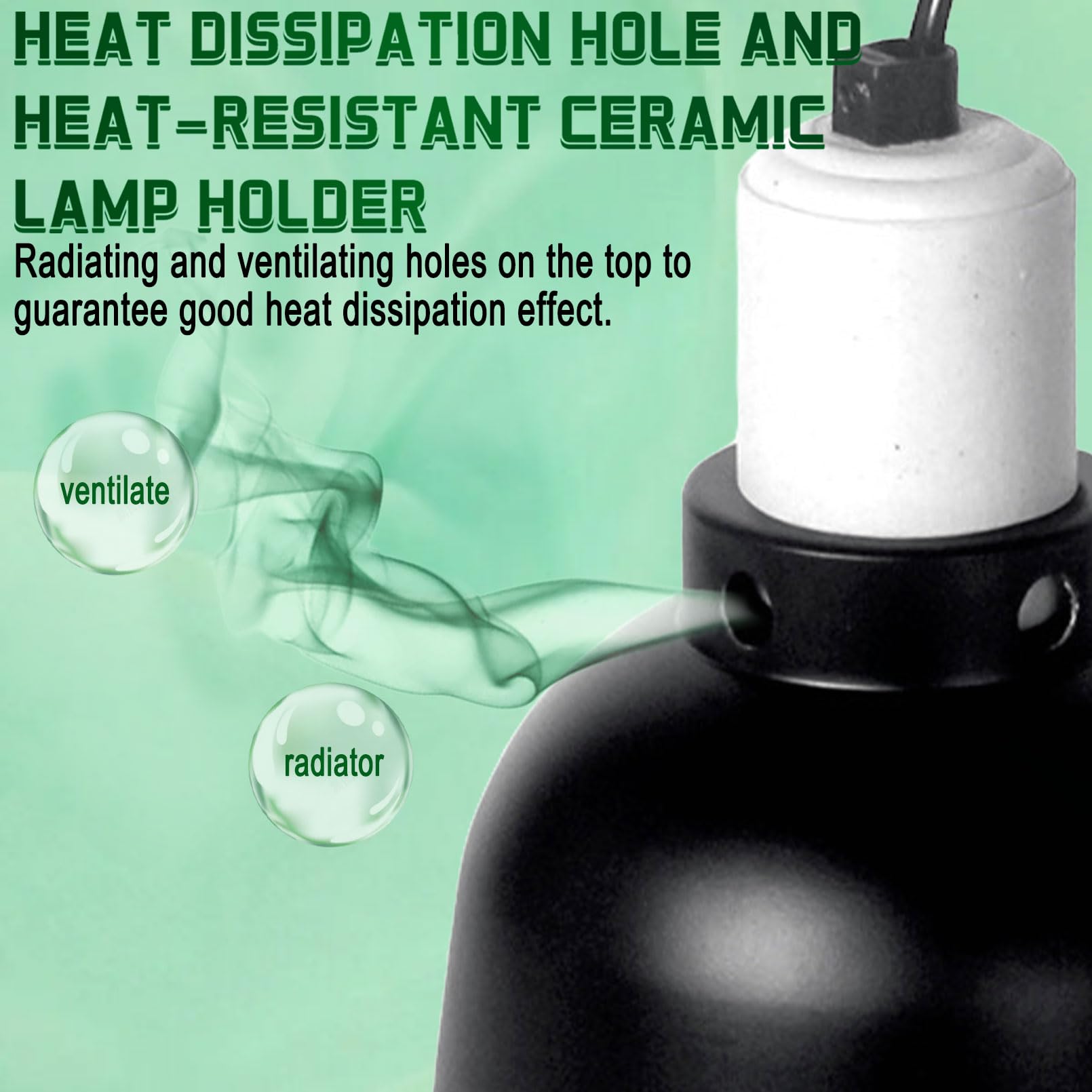 BNOSDM 5.5 Inch Deep Dome Reptile Heat Lamp Fixture - UVB UVA Bulb Holder for Basking & Optical Reflection - Ideal for Reptile Tanks, Terrariums & Amphibian Habitats (Perfect for Bearded Dragons, Turtles & Lizards)