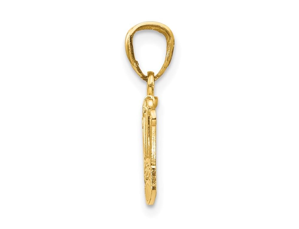 10K Yellow Gold Crown Charm Pendant Necklace with 18
