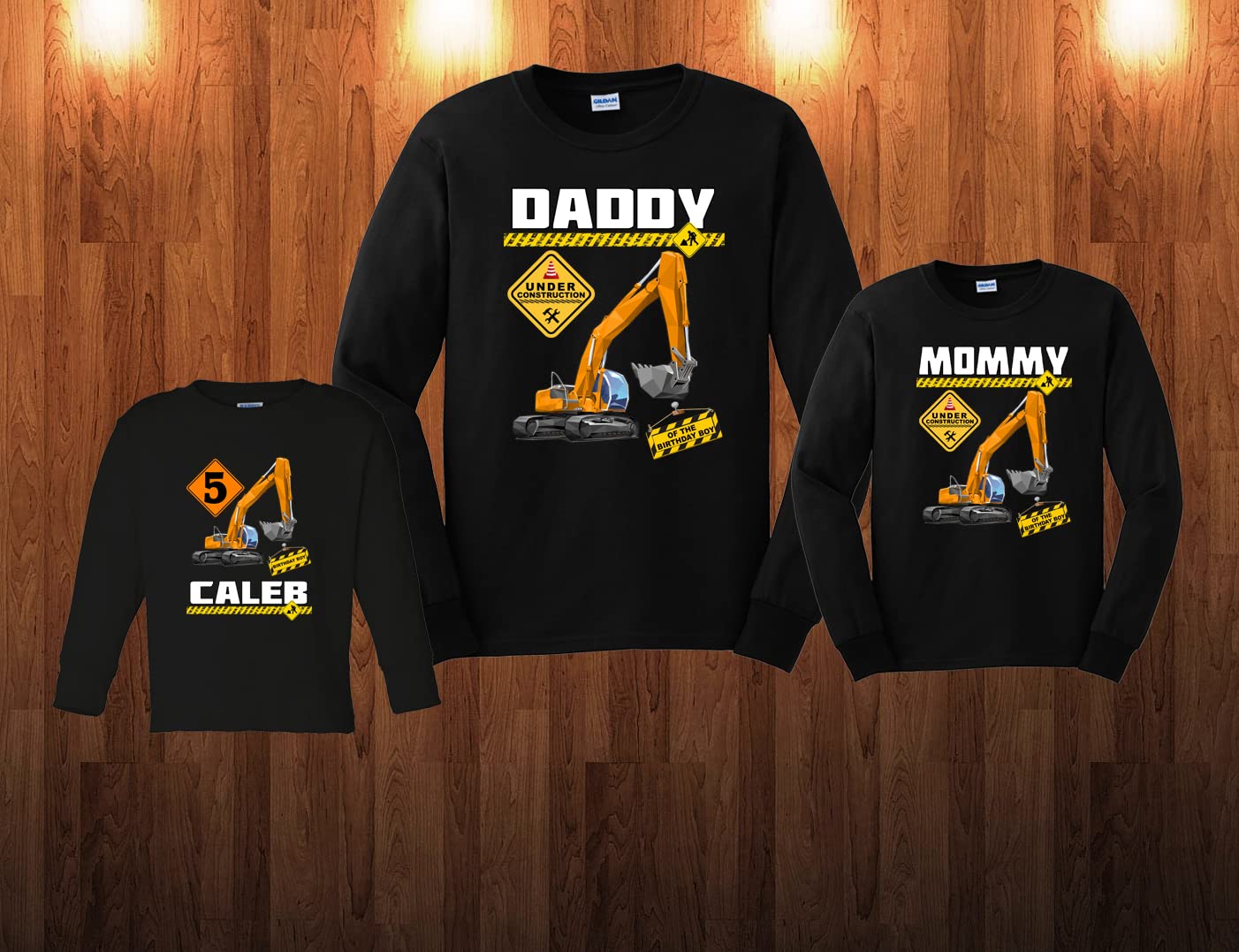 Custom Excavator Birthday Shirt for Kids & Adults - Personalized Construction Theme Family Matching T-Shirts for Boys, Girls & Parents | Perfect for Construction Birthday Parties & Family Events