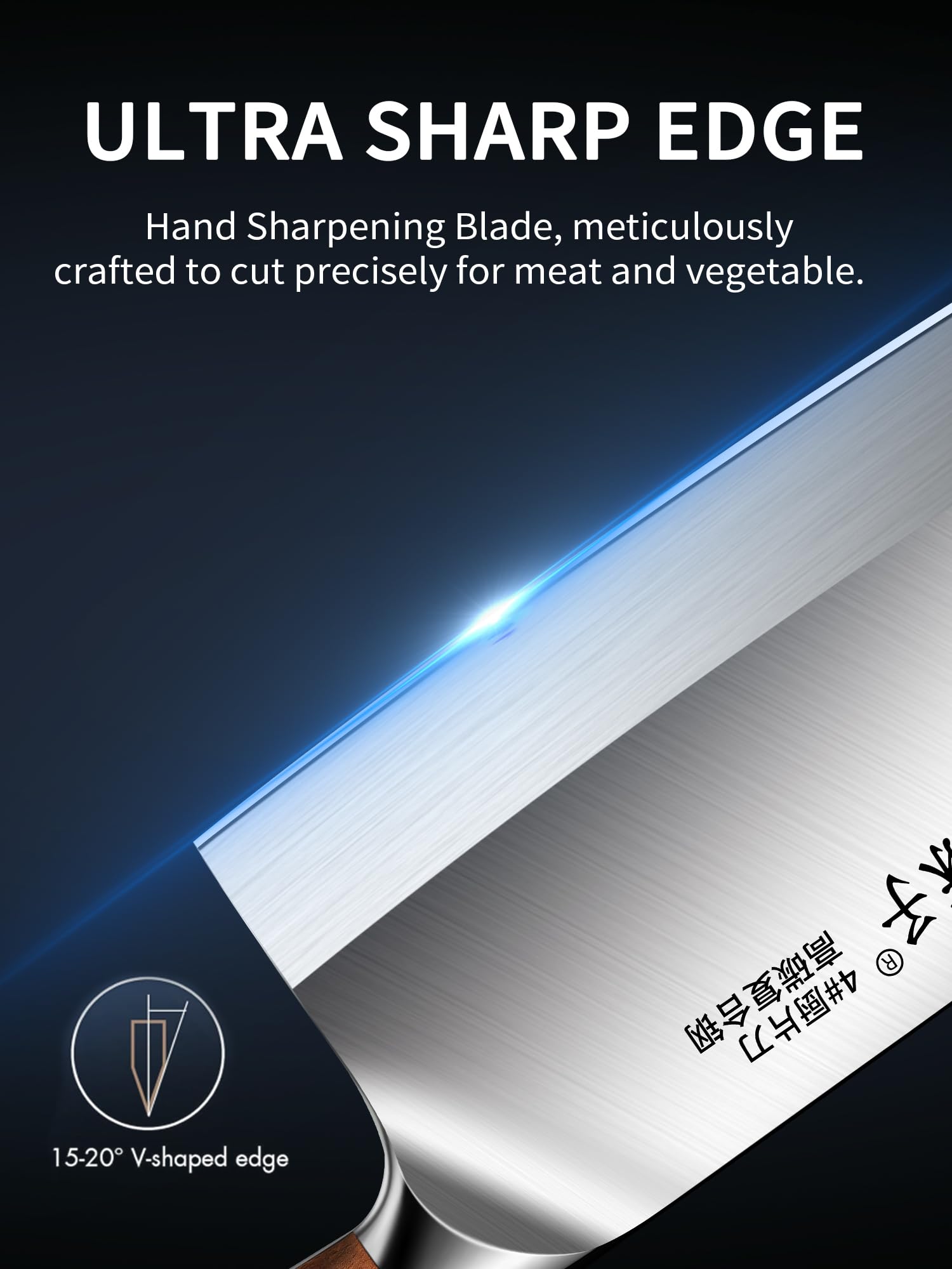 8-inch Professional Chinese Meat Cleaver - Stainless Steel Chef Knife with Wooden Handle for Chopping Meat, Vegetables & Herbs | Perfect for Home Kitchens & Professional Cooking