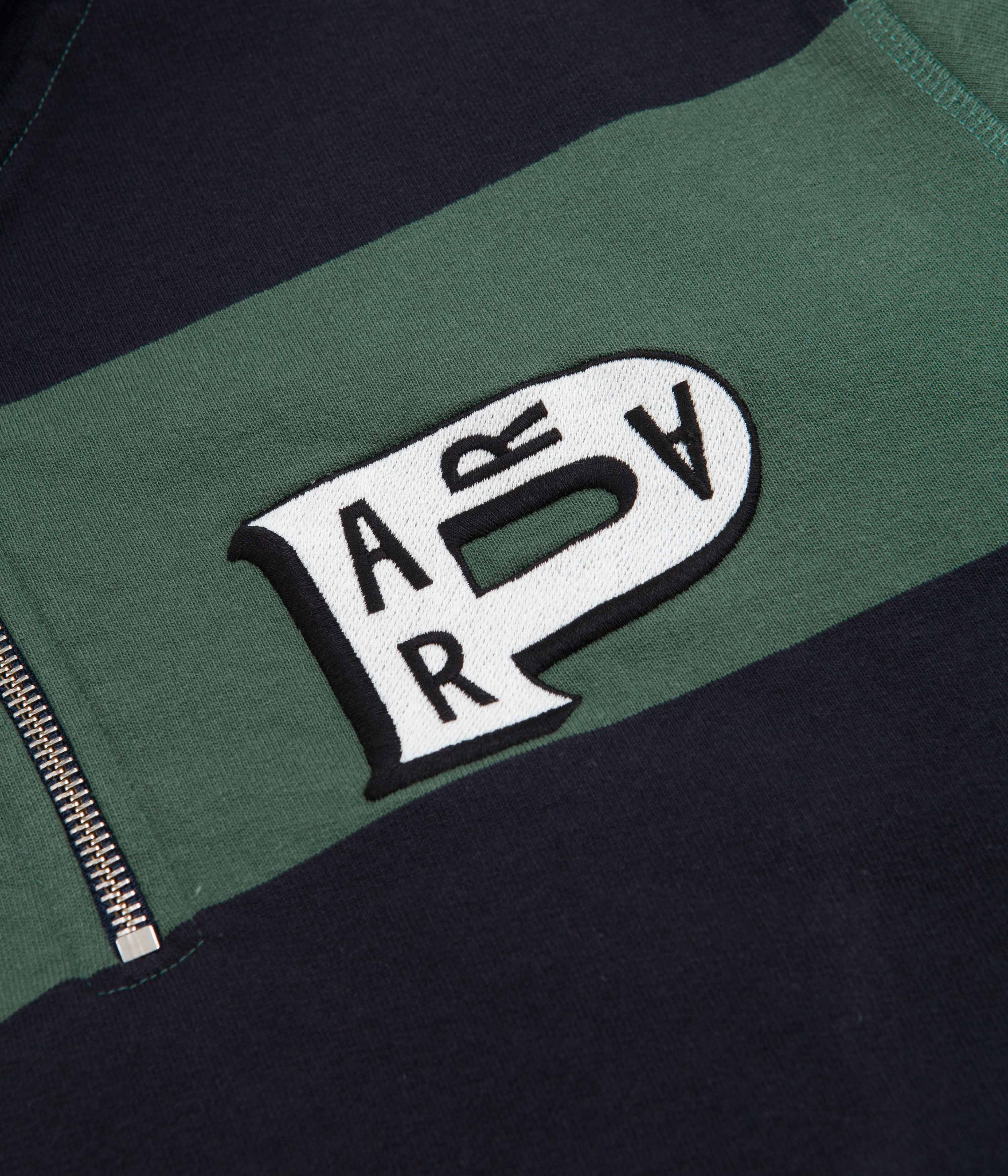 Parra Worked P Stripe 1/2 Zip Sweatshirt for Men - Navy Green Pullover for Casual Wear & Street Style Fashion
