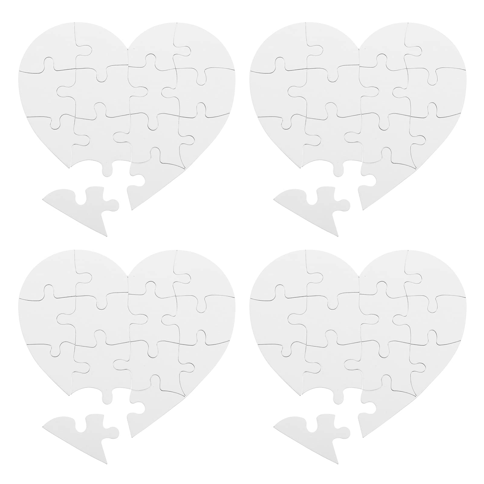 NUOBESTY 4 Sets DIY Blank White Jigsaw Puzzles for Kids - Heart Shaped Coloring & Decorating Puzzle, Drawing Board & Paper Craft Activity - Perfect for Birthday Gifts, Classroom Projects & Creative Playtime