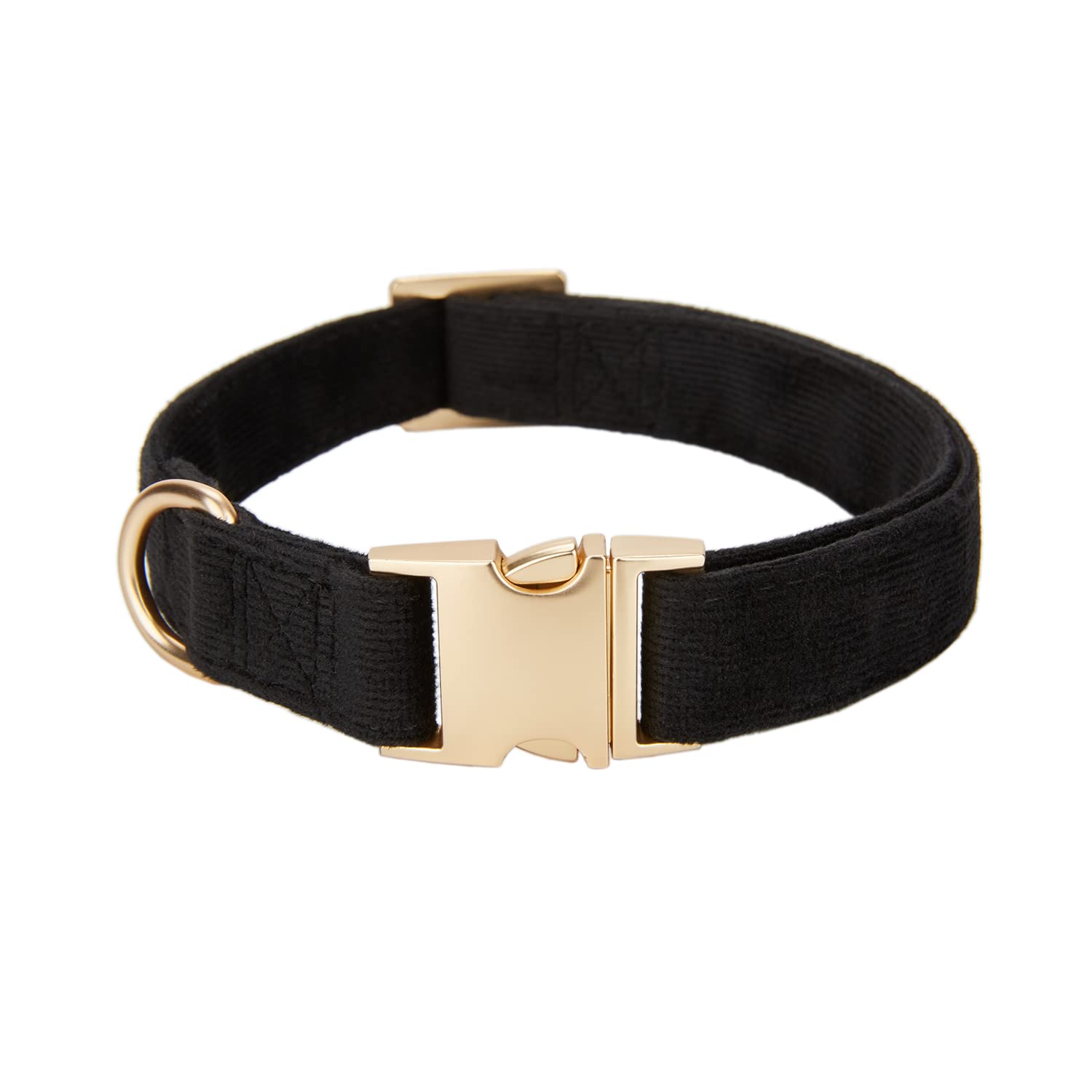 Premium Soft Cotton Dog Collar with Heavy-Duty Metal Buckle - Adjustable Comfy Corduroy Pet Collar for Small, Medium & Large Dogs (Black, Large) - Perfect for Daily Walks, Training & Outdoor Adventures
