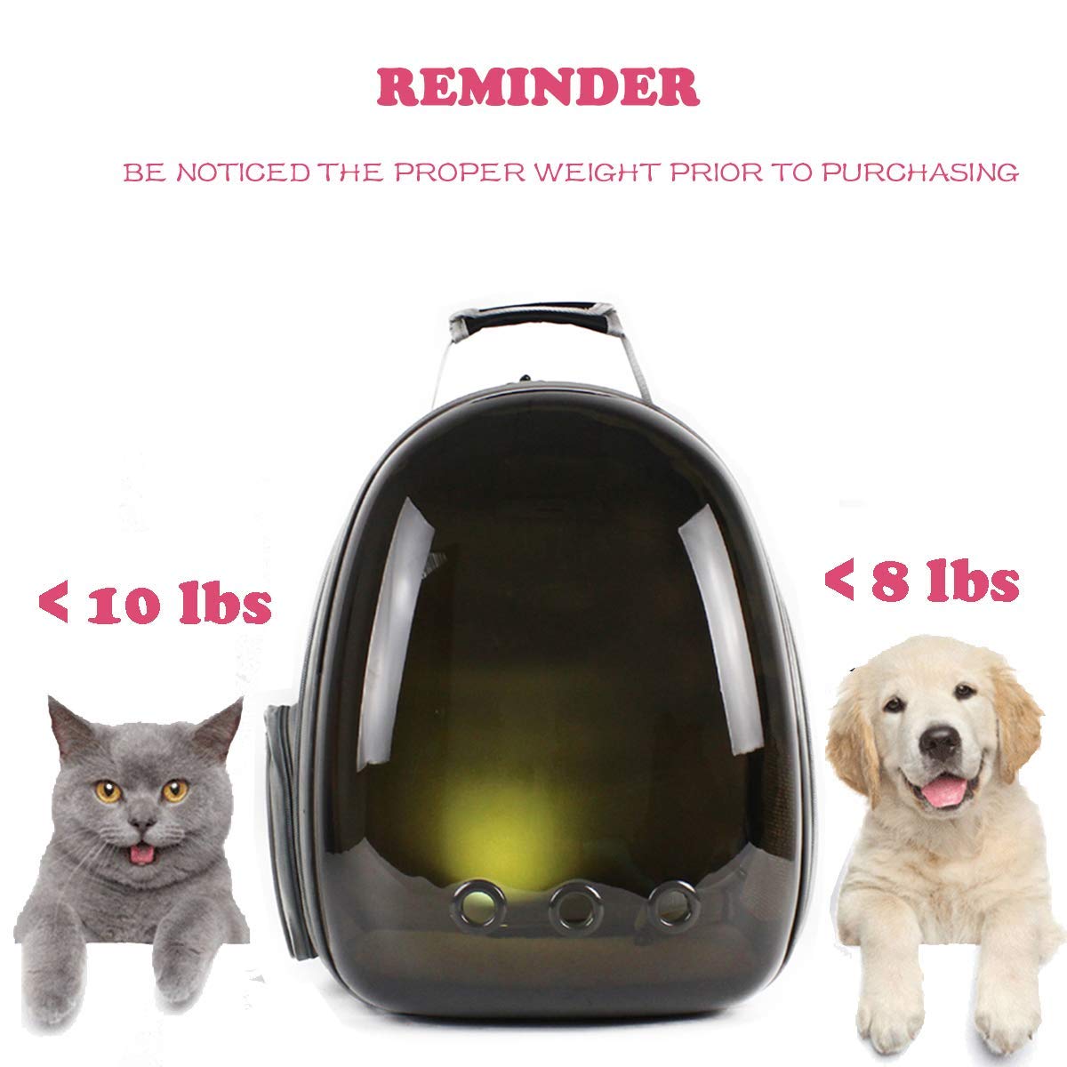 Ulalaza Cat Carrier Backpack - Large Pet Travel Backpack for Cats & Dogs, Transparent Space Capsule Design for Hiking, Air Travel & Car Rides - Perfect for Vet Visits, Outdoor Adventures & Daily Commutes