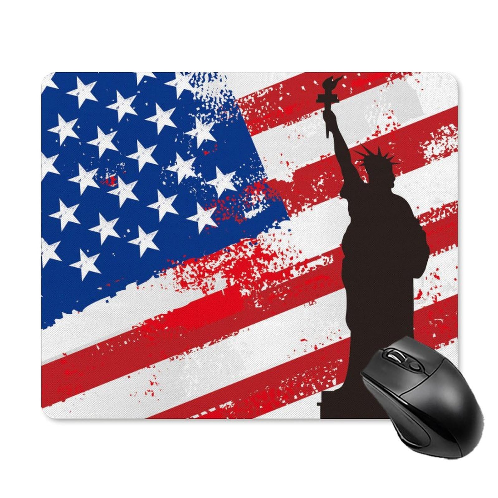 USA Flag & Liberty Durable Mouse Pad - Non-Slip Waterproof Gaming Mouse Mat for Home & Office (18x22cm) - Perfect for PC Gamers, Workstations & Patriotic Decor