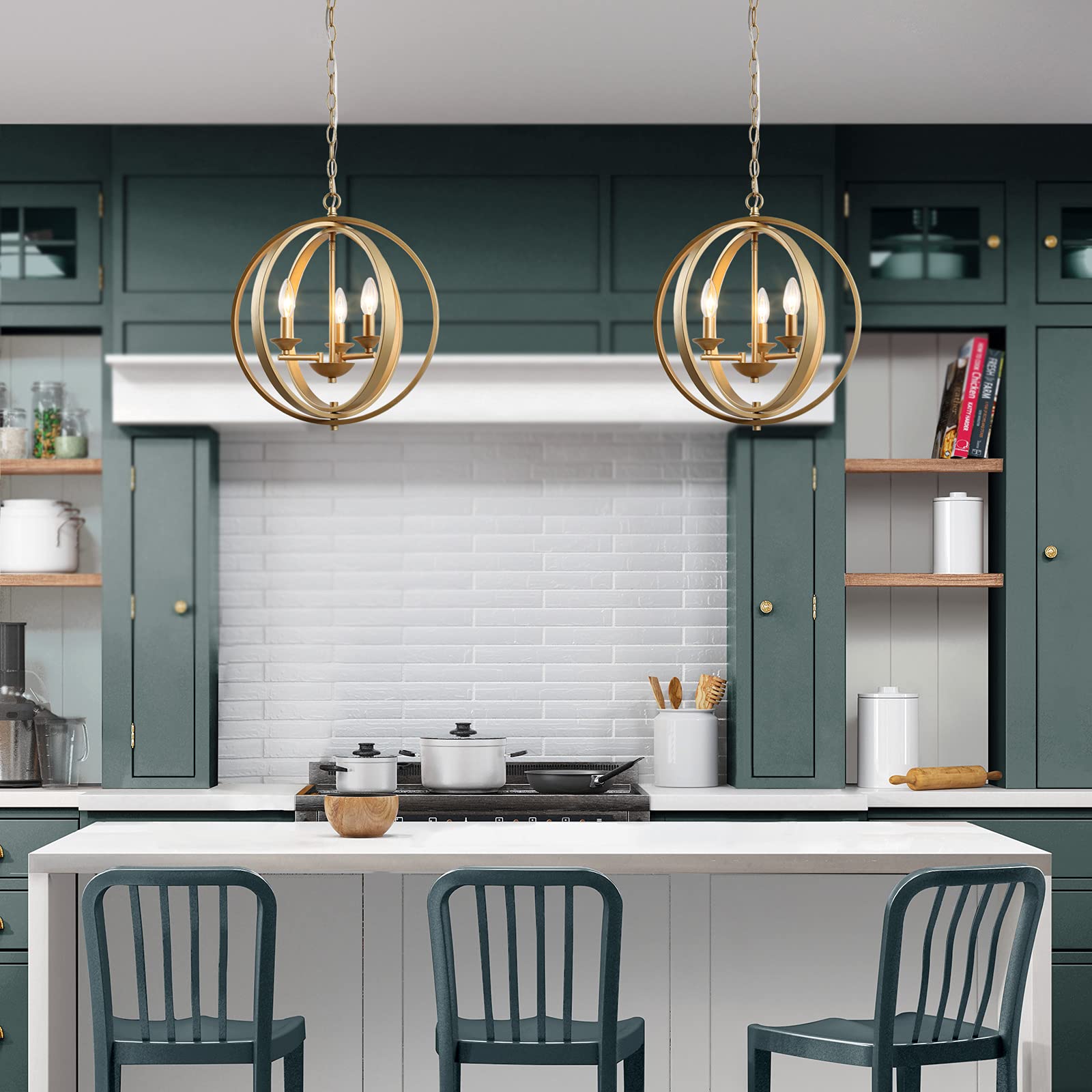 Modern Gold Orb Chandeliers - Globe Hanging Light Fixture for Dining Room, Living Room, Bedroom, Kitchen Island & Foyer - Perfect for Home Decor, Wedding, Restaurant and Commercial Spaces