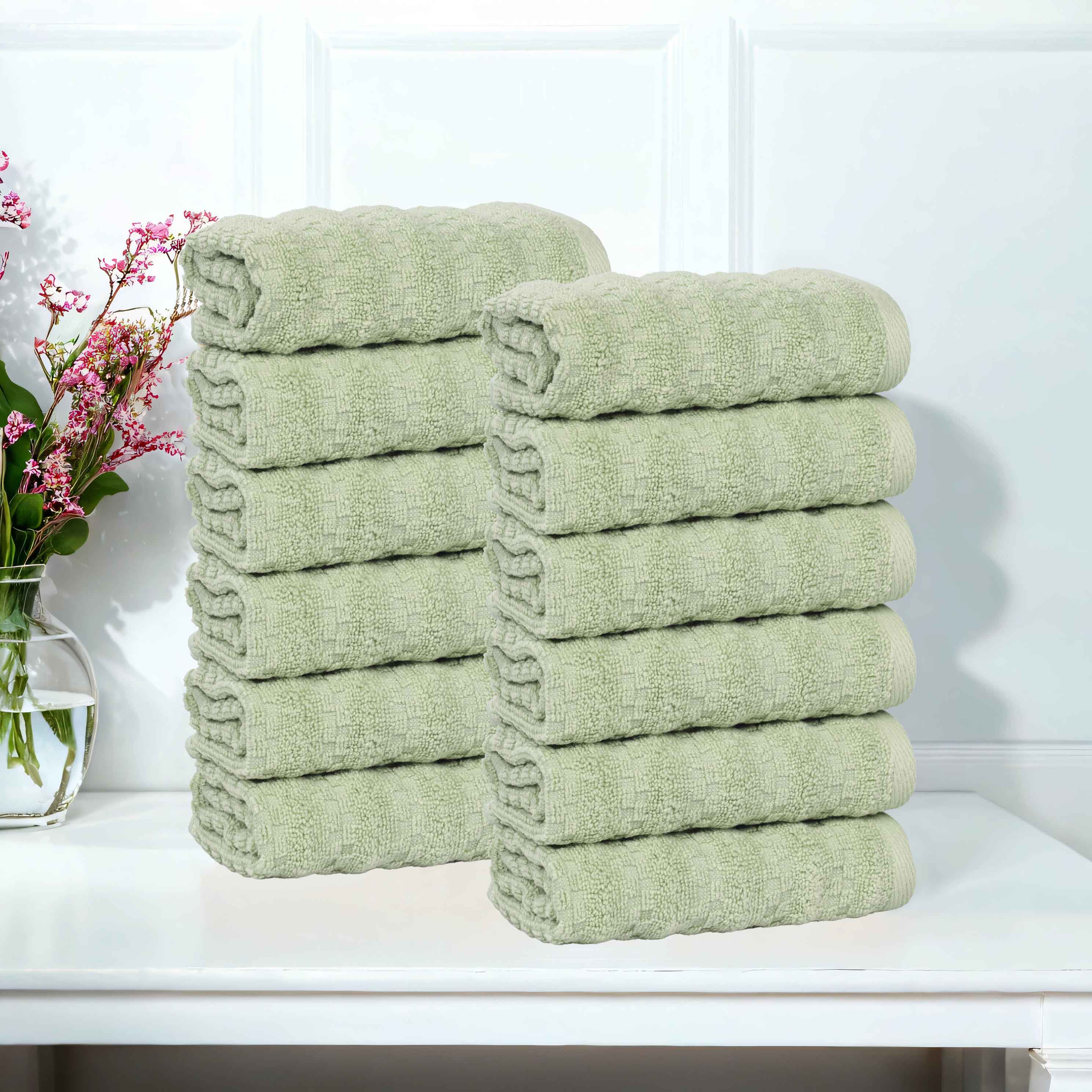 Zuma Zero Twist Cotton Medium Weight Face Towels & Washcloths - 12 Pack | Soft & Absorbent for Spa, Gym, Baby Care & Daily Use