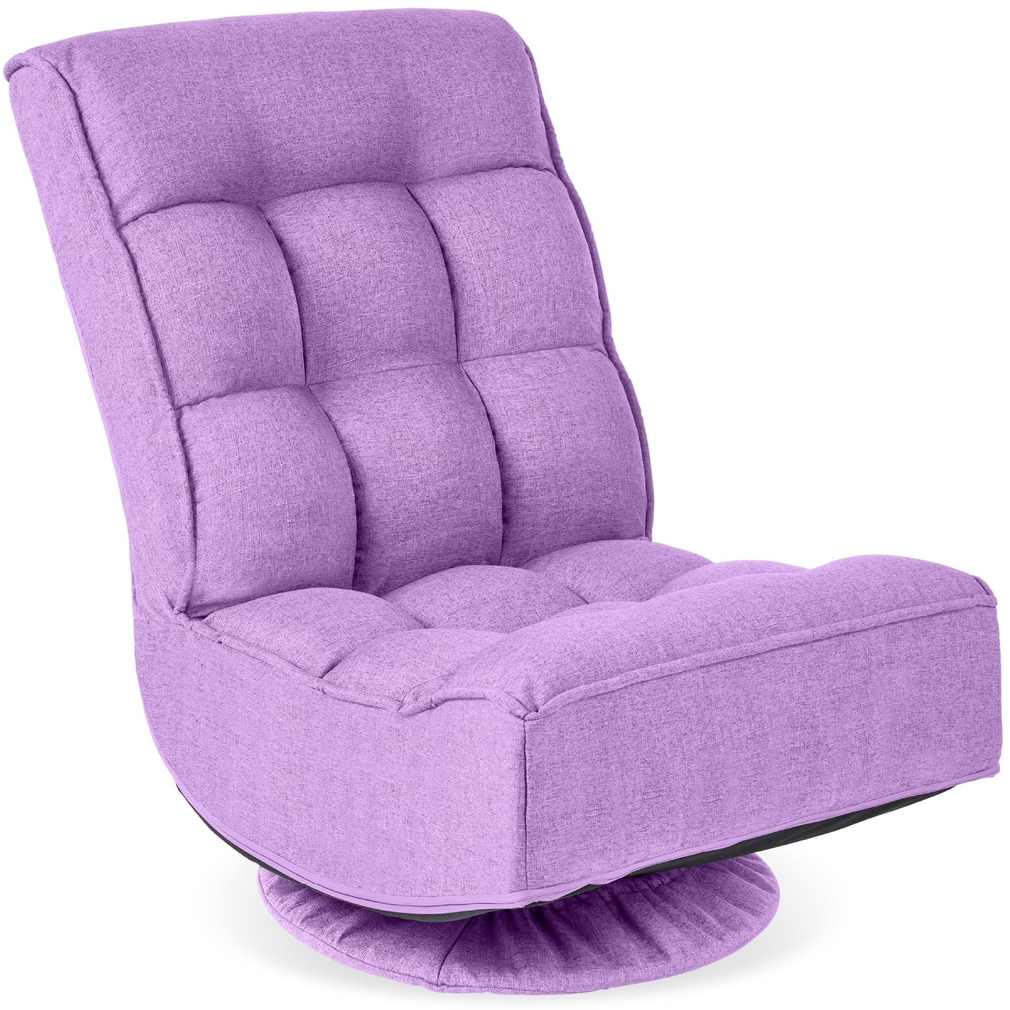 Best Choice Products Reclining Folding Floor Gaming Chair - 360-Degree Swivel, 4 Adjustable Positions, Tufted Cushions for Home, Office, Lounging & Reading - Lavender - Perfect for Gaming, Relaxing & Small Spaces