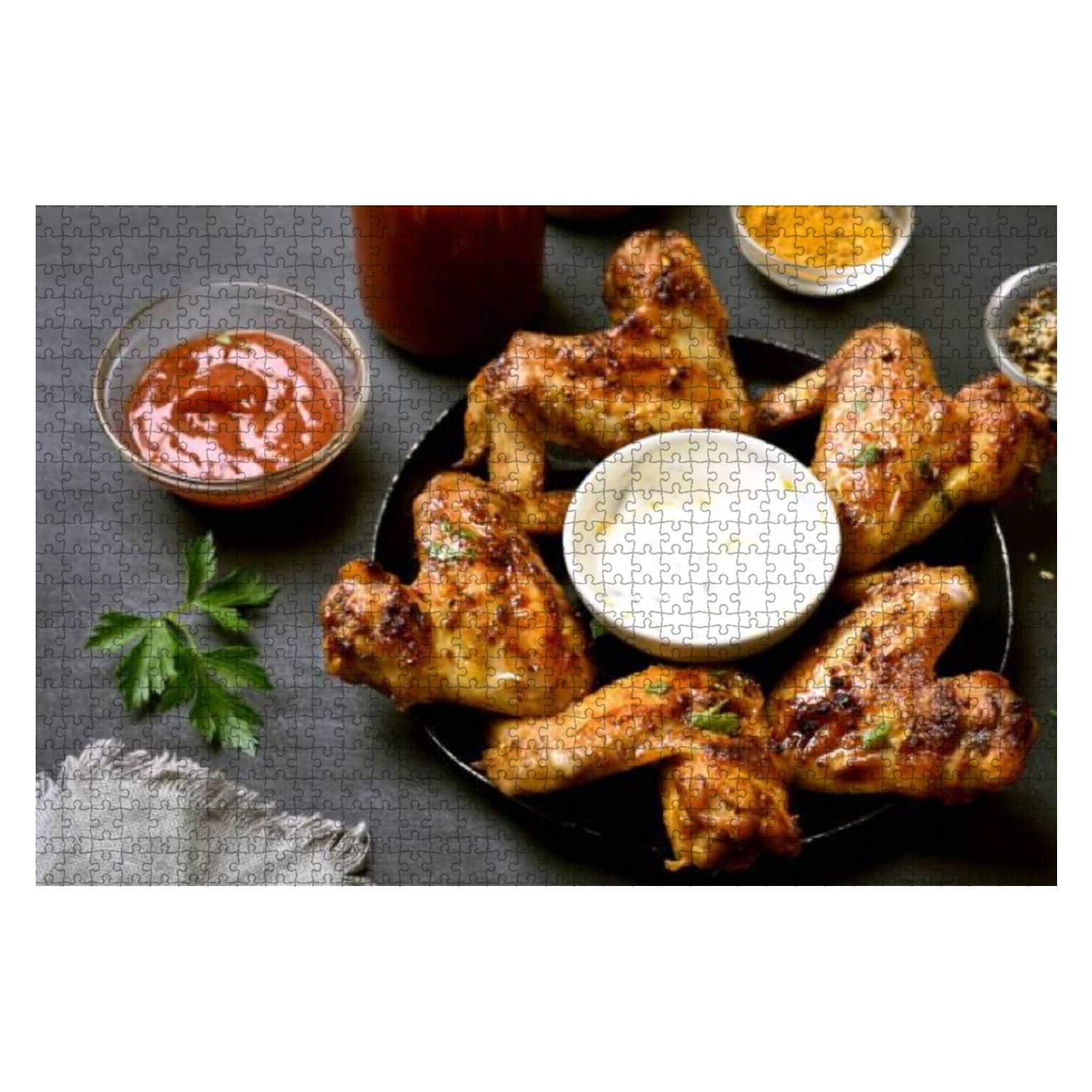 1000 Piece Wooden Jigsaw Puzzle - BBQ Chicken Wings Fun & Educational Puzzle Game for Kids & Adults - Stress Relief & Family Bonding Activity - Perfect for Parties, Gifts & Relaxation Time