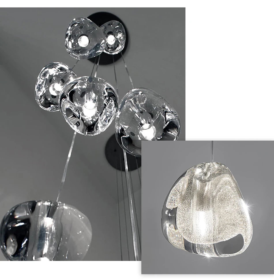 Crystal Clear Bubble Chandelier for High Ceiling Foyer - Elegant Lighting Fixture for Grand Entryway, Dining Room & Luxury Home Decor