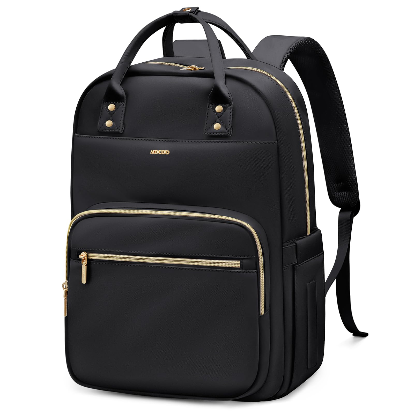 Waterproof 16 Inch Laptop Backpack for Women - Stylish Teacher & Nurse Work Bag with Dedicated Laptop Compartment - Perfect for College, Travel, Business Trips & Daily Commute | Durable Carry-On Daypack in Black