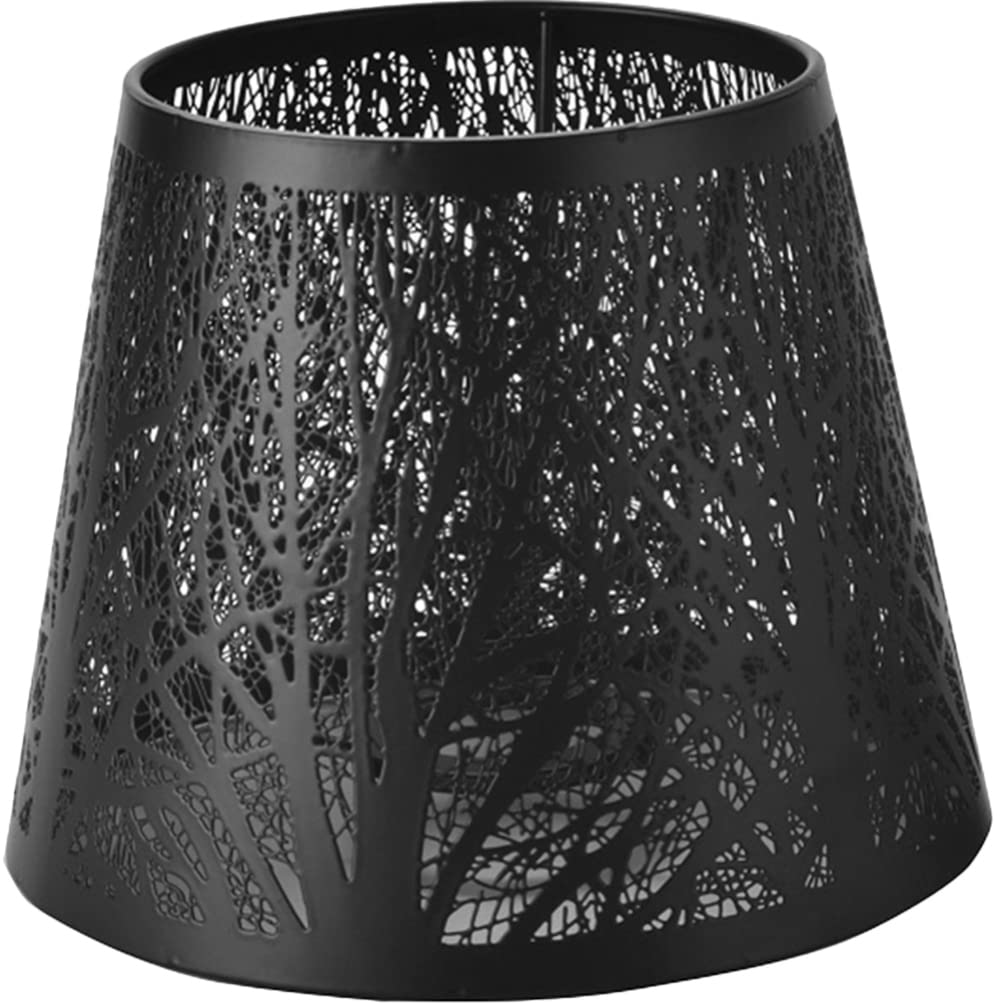 Modern Black E27 Hollow Tree Shadow Lamp Shade - Metal Replacement Lampshade for Table & Floor Lights - Perfect for Living Room, Bedroom, and Office Decor