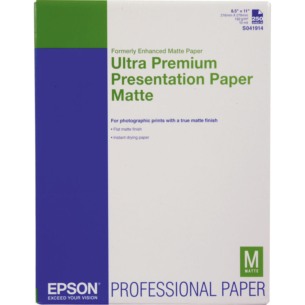 Epson Ultra Premium Presentation Paper Matte 8.5x11 Inches - 250 Sheets for Professional Printing, Reports, and Business Documents - Ideal for Office, School, and Home Use
