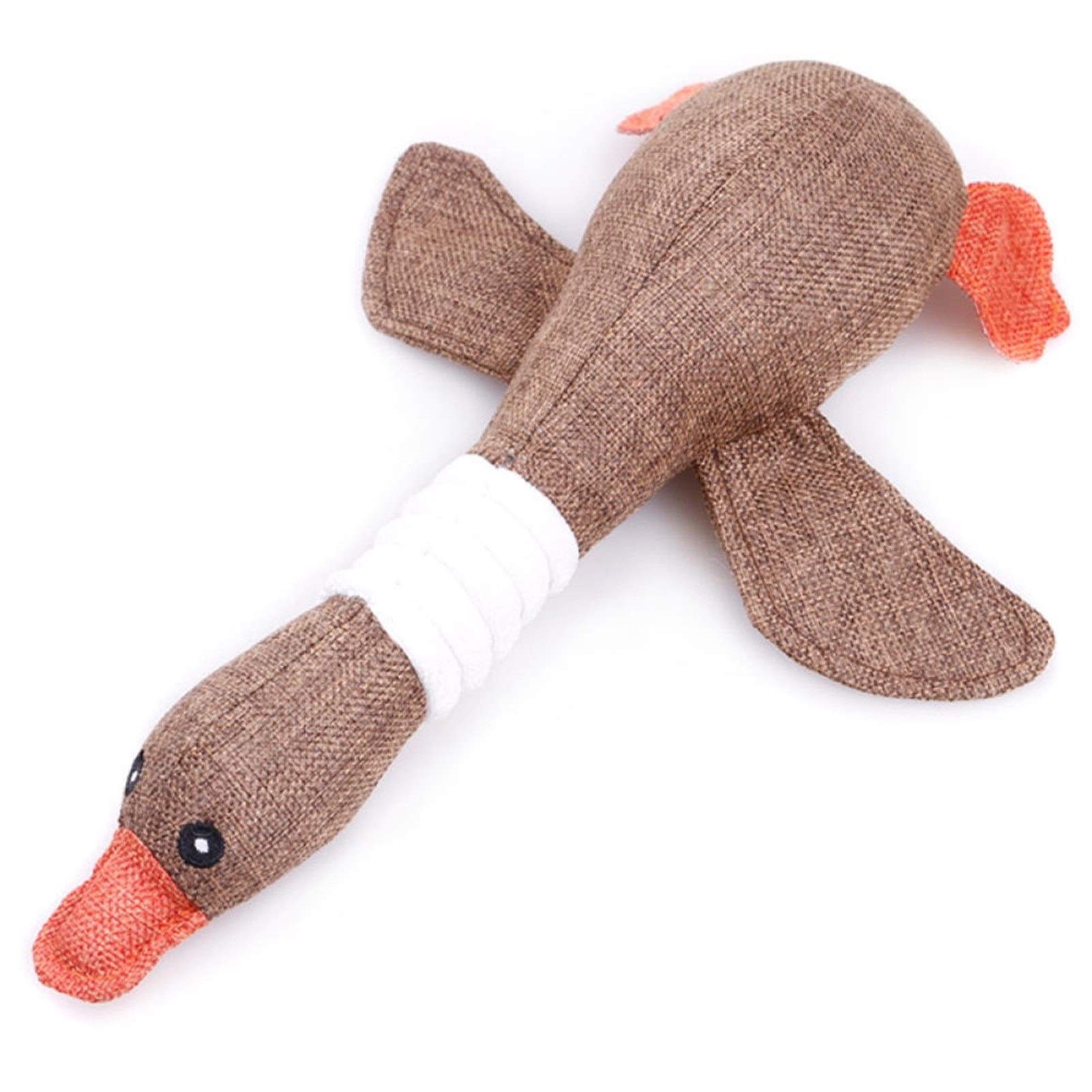 HAKAESR Plush Dog Toys - Cartoon Wild Goose Stuffed Animal with Squeaky Sound, Bite-Resistant Chew Toy for Puppy Teeth Cleaning, Coffee Color, 32x23cm - Perfect for Playtime, Training, and Dental Care for Small to Medium Dogs