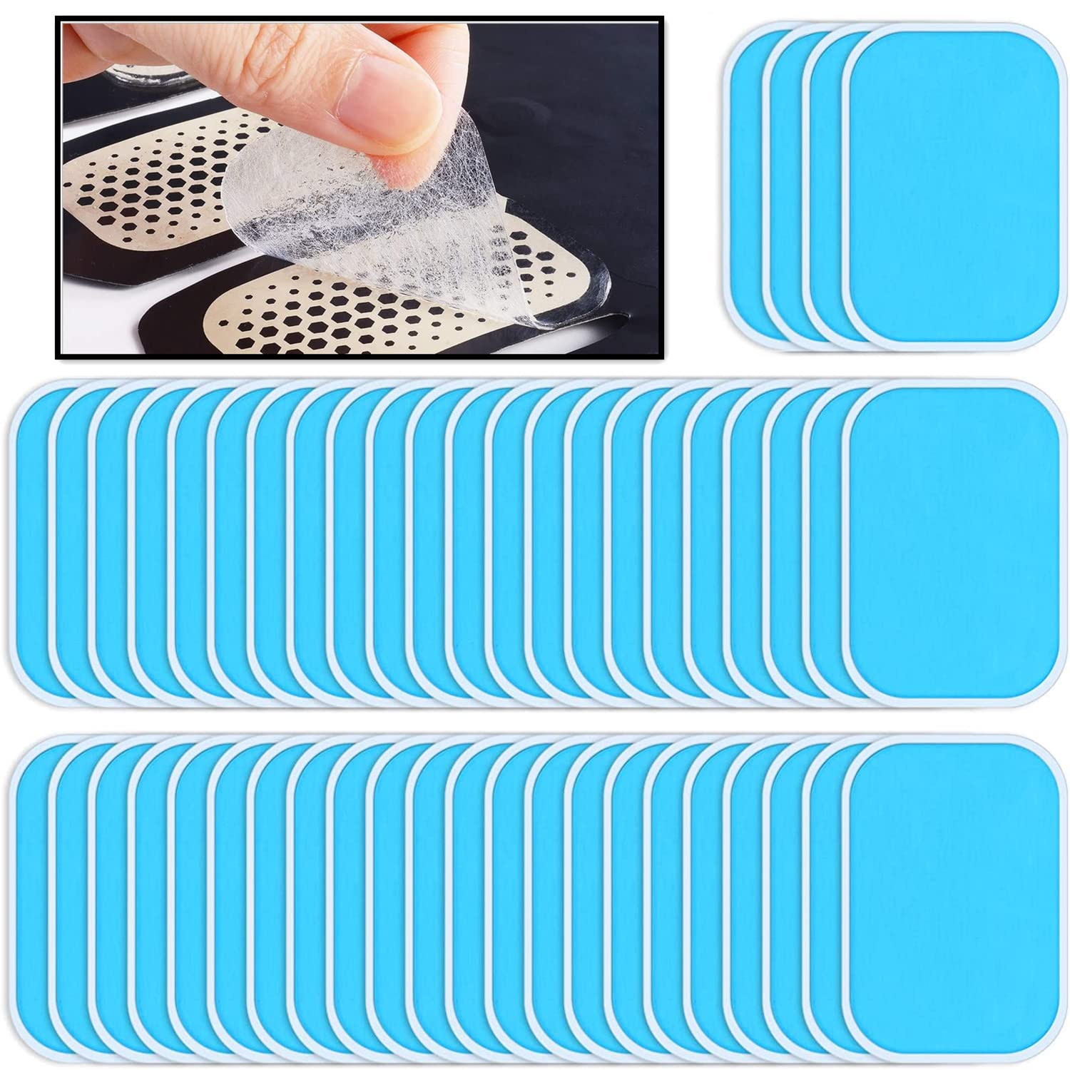 LATRAT 48 Pcs Reusable Hydrogel Gel Pads Replacement for Muscle Stimulator, Abdominal Toning Device, EMS Electrode Pads - Perfect for Home Workouts, Physical Therapy & Pain Relief