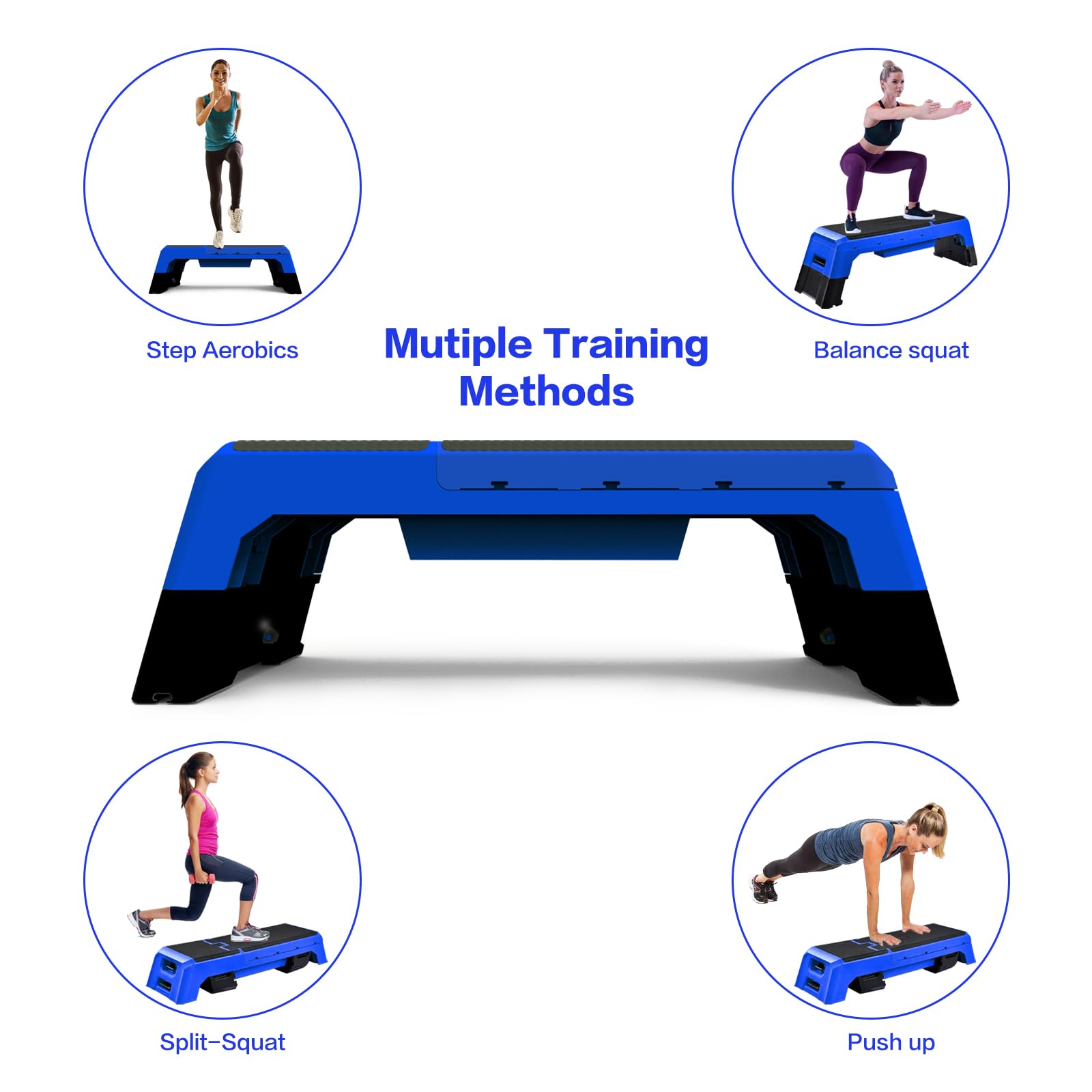Multifunctional Step Platform Aerobic Stepper with Resistance Bands - Adjustable Cardio Workout Equipment for Home Gym | Perfect for HIIT, Strength Training & Aerobic Exercises