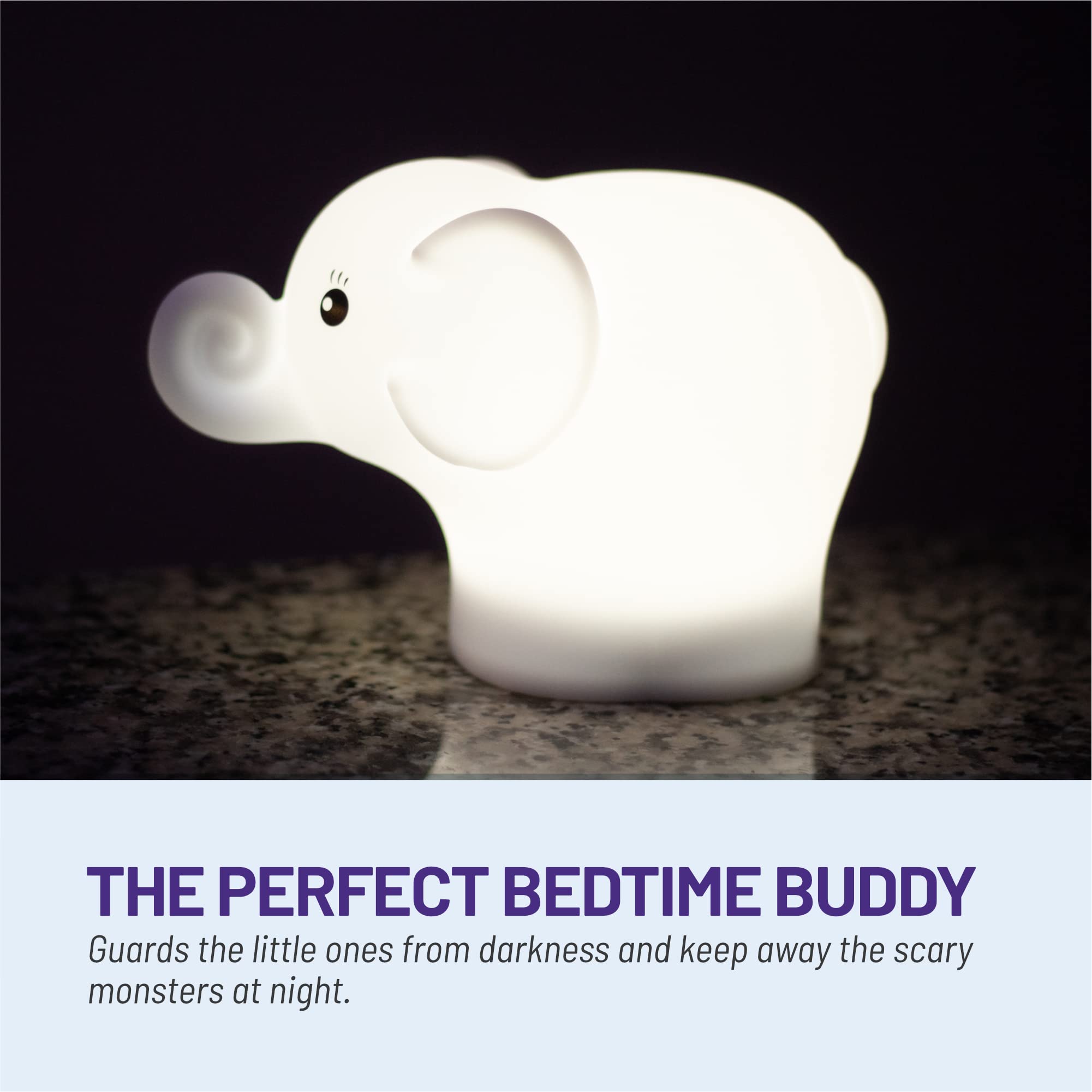 Lumipets Elephant Silicone Night Light - Cute Nursery Lamp for Baby & Toddler, Soft Squishy Animal Light for Kids Room, Kawaii Bedroom Decor for Girls and Boys - Perfect for Bedtime, Nursery, Playroom & Gift Giving