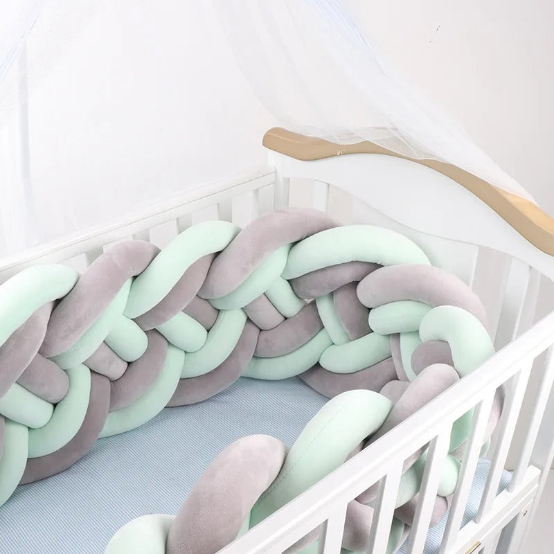 Breathable Green 6-Knot Baby Crib Bumper - Soft Dual-Layer Cotton Crib Bumper for Safe and Comfortable Sleep | Perfect for Nursery, Newborn Safety, and Toddler Bedding