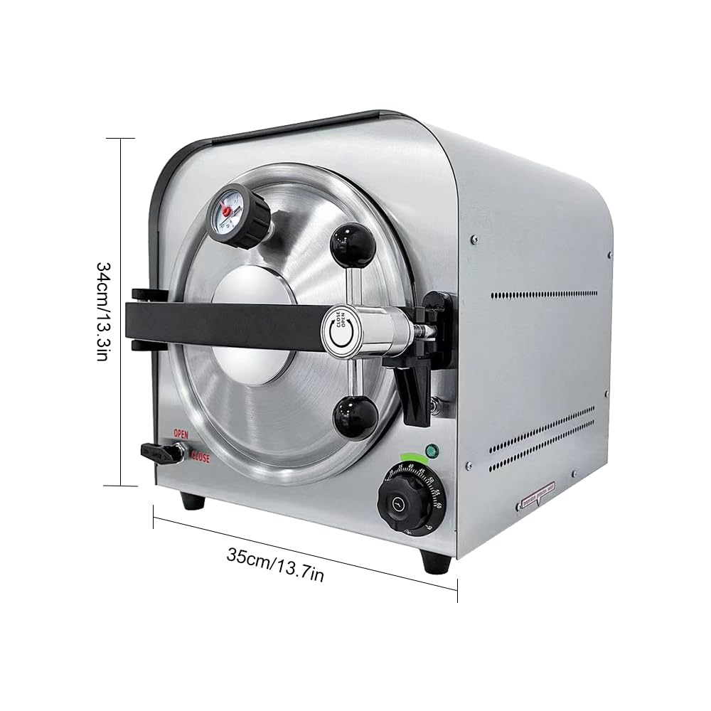 Forwillsky 14L 900W Portable Steam Autoclave Sterilizer Machine for Estheticians & Labs - Includes Shelf & 3 Trays - Perfect for Salon, Tattoo, Dental, and Medical Equipment Sterilization
