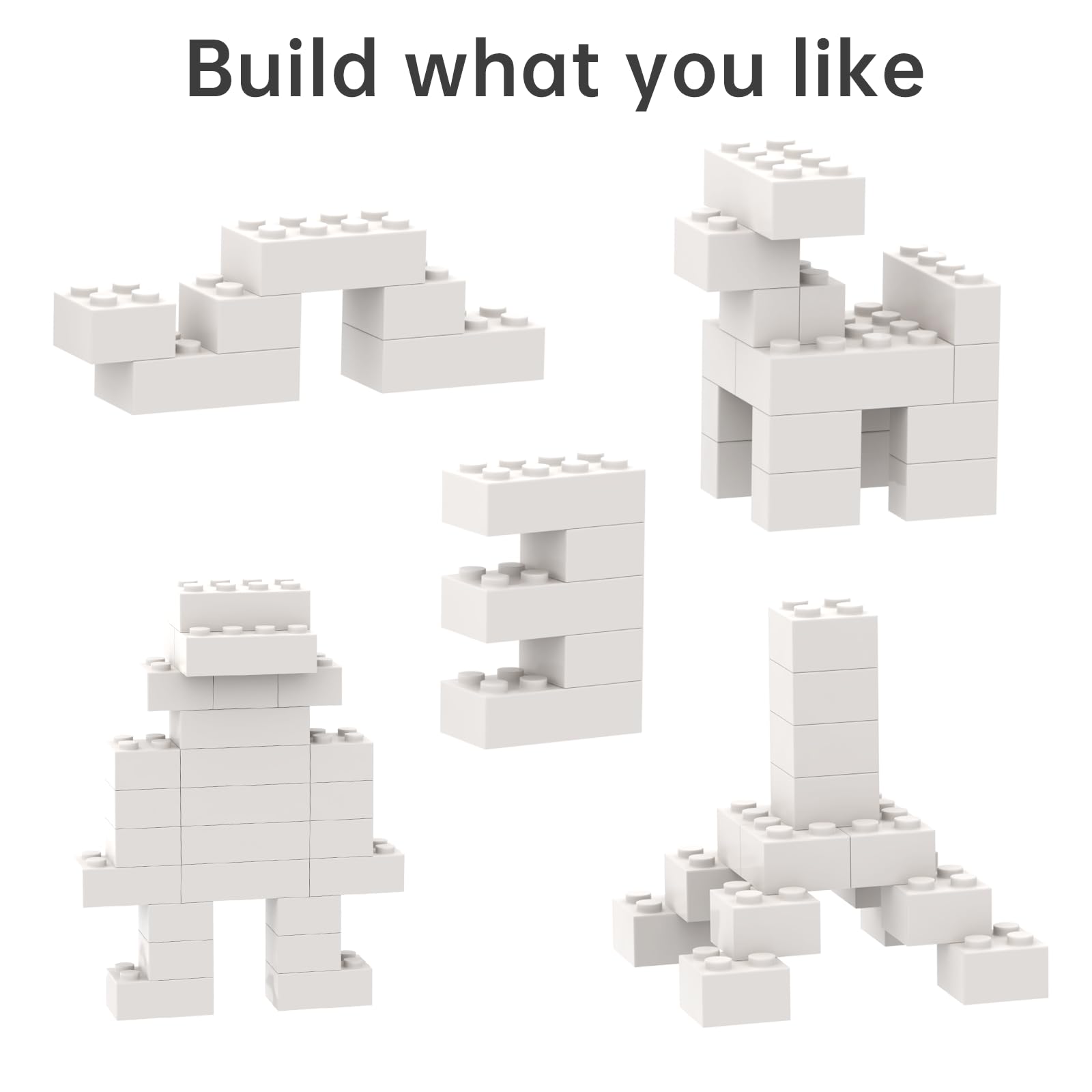 300-Piece Classic White 2x4 Bulk Brick Blocks - Compatible with Lego 3001 & Major Building Brands | Creative Construction Toy for Kids, DIY Projects & STEM Learning