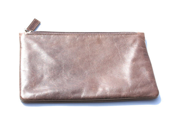 Genuine Leather Zip Envelope Wallet for Men & Women - Slim RFID Blocking Travel Document Holder - Perfect for Passport, Credit Cards, and Business Essentials