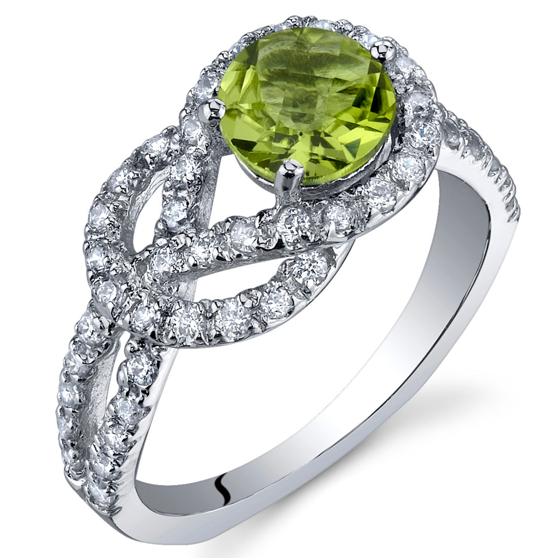Peridot Sterling Silver Infinity Knot Ring - 0.75 Carat Round Gemstone, Size 7 - Perfect for Anniversary Gifts, Birthstone Jewelry & Everyday Elegance
