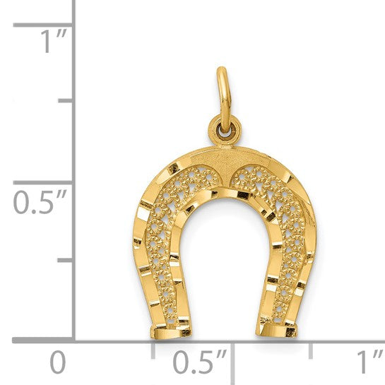 14K Gold Medium Horseshoe Charm Pendant Necklace for Women - Good Luck Jewelry Gift for Birthday, Anniversary & Everyday Wear