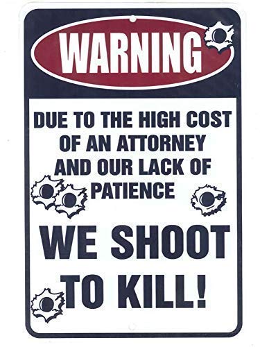 Lilyanaen 12x8 Inch Metal Warning Sign - 'We Shoot to Kill' Aluminum Sign for Home Security, Outdoor & Indoor Use - Perfect for Farms, Warehouses, and Property Protection