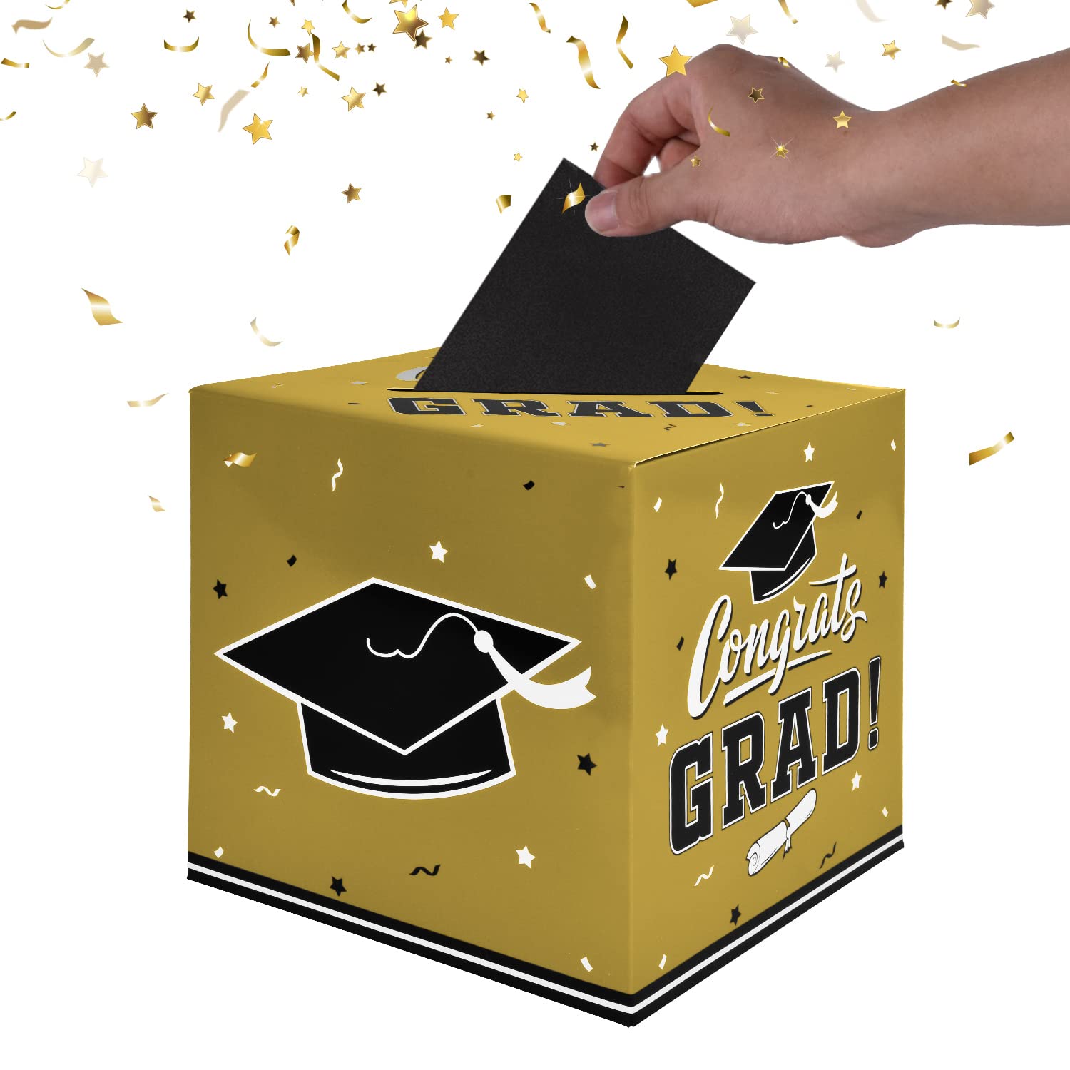 Gatherfun Gold Graduation Party Decorations Set - Graduation Gift Box, Card Box & Party Favors for Graduation Ceremony, School Celebration & Graduation Party Supplies