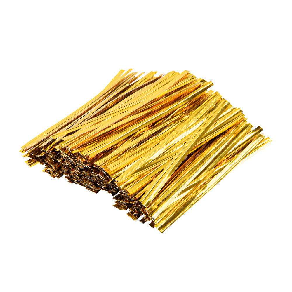 Premium Gold Metallic Twist Ties for Bags - 500 Count Box | Secure & Decorative Bag Closures for Food Storage, Gift Wrapping & Organizing