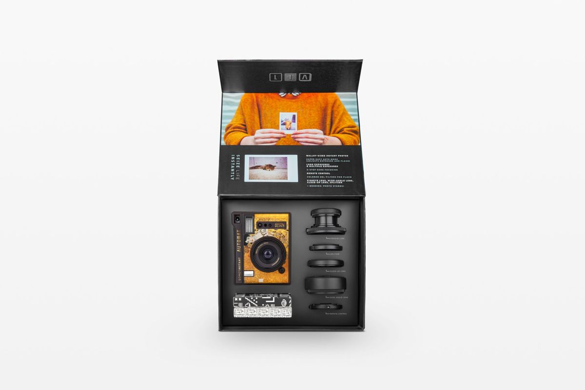 Lomography Lomo’Instant Automat Camera with Lenses - Klimt Gold Leaf Edition | Instant Film Camera for Travel, Parties & Creative Photography