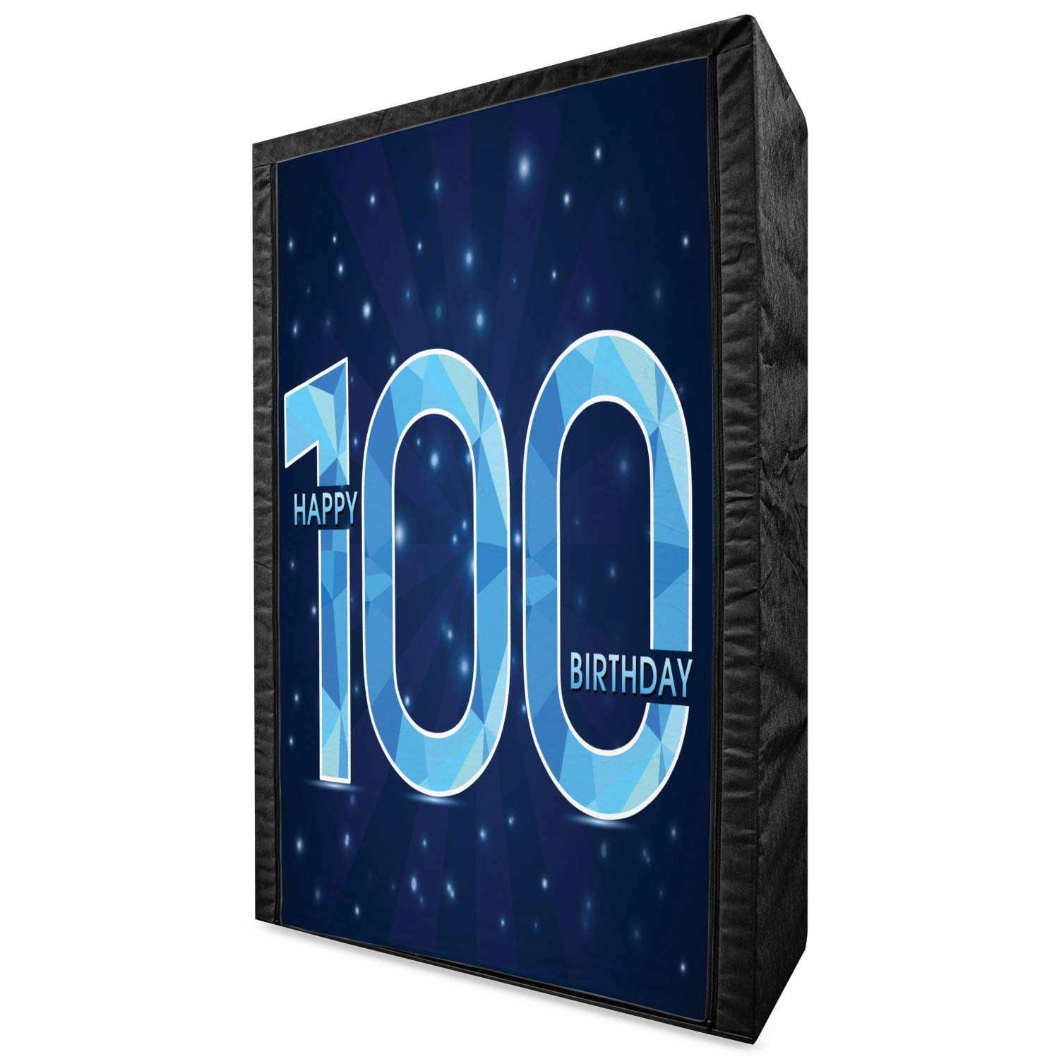 Ambesonne 100th Birthday Portable Fabric Wardrobe - Happy Birthday Grandparents Party Storage Closet with Shelves, 42.5 Inch, Sky Blue & Navy Blue - Perfect for Century Celebrations, Gift Giving & Bedroom Organization