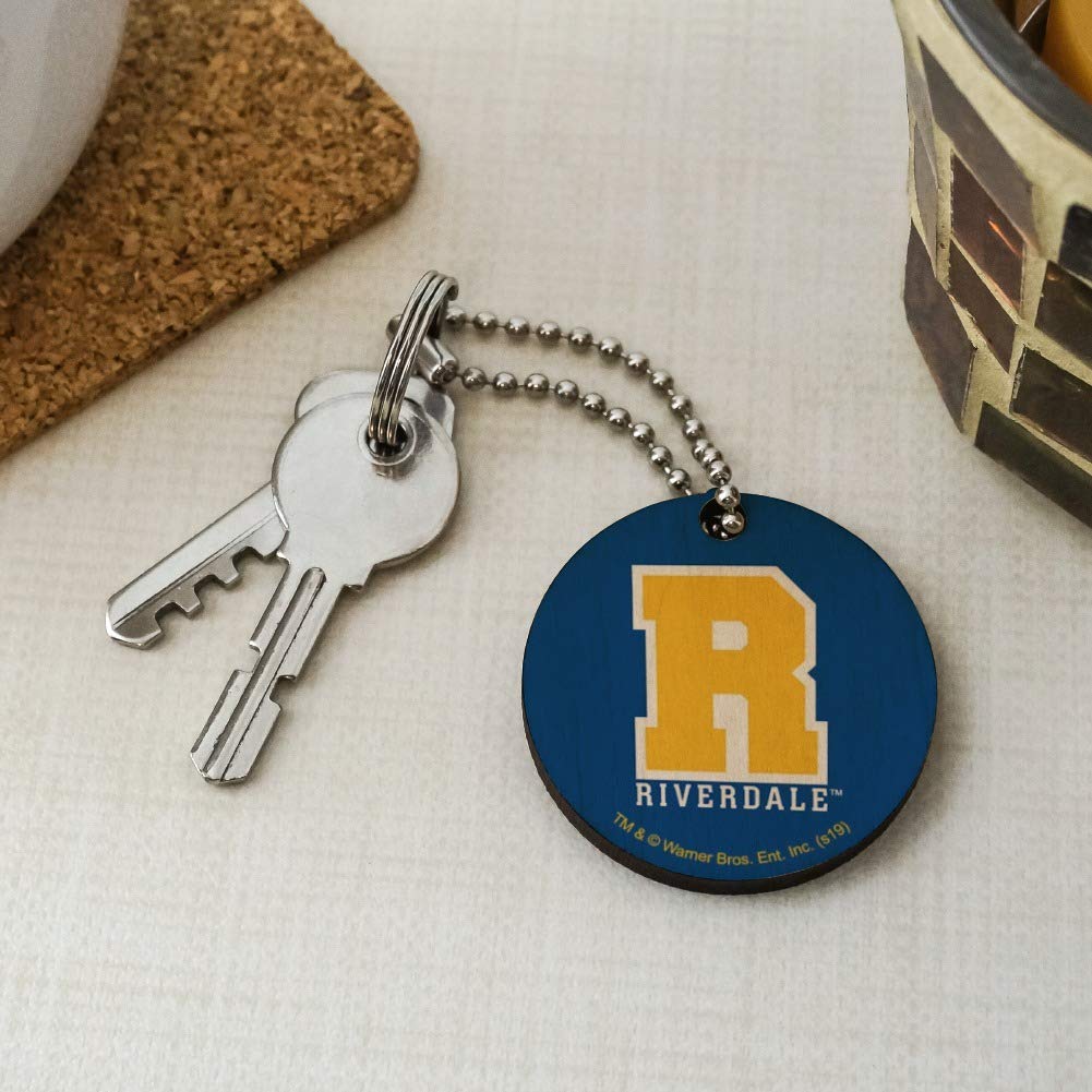 Riverdale Varsity Letter Wooden Keychain - Custom Engraved Round Key Ring for School Spirit & Gifts - Perfect for Backpacks, Keys, and Fan Accessories