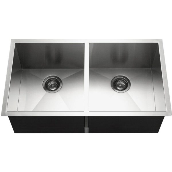 Hamat PRI 3318D Undermount Stainless Steel 50/50 Double Bowl Kitchen Sink - Durable & Stylish for Modern Kitchens, Perfect for Washing Dishes, Food Prep & Entertaining