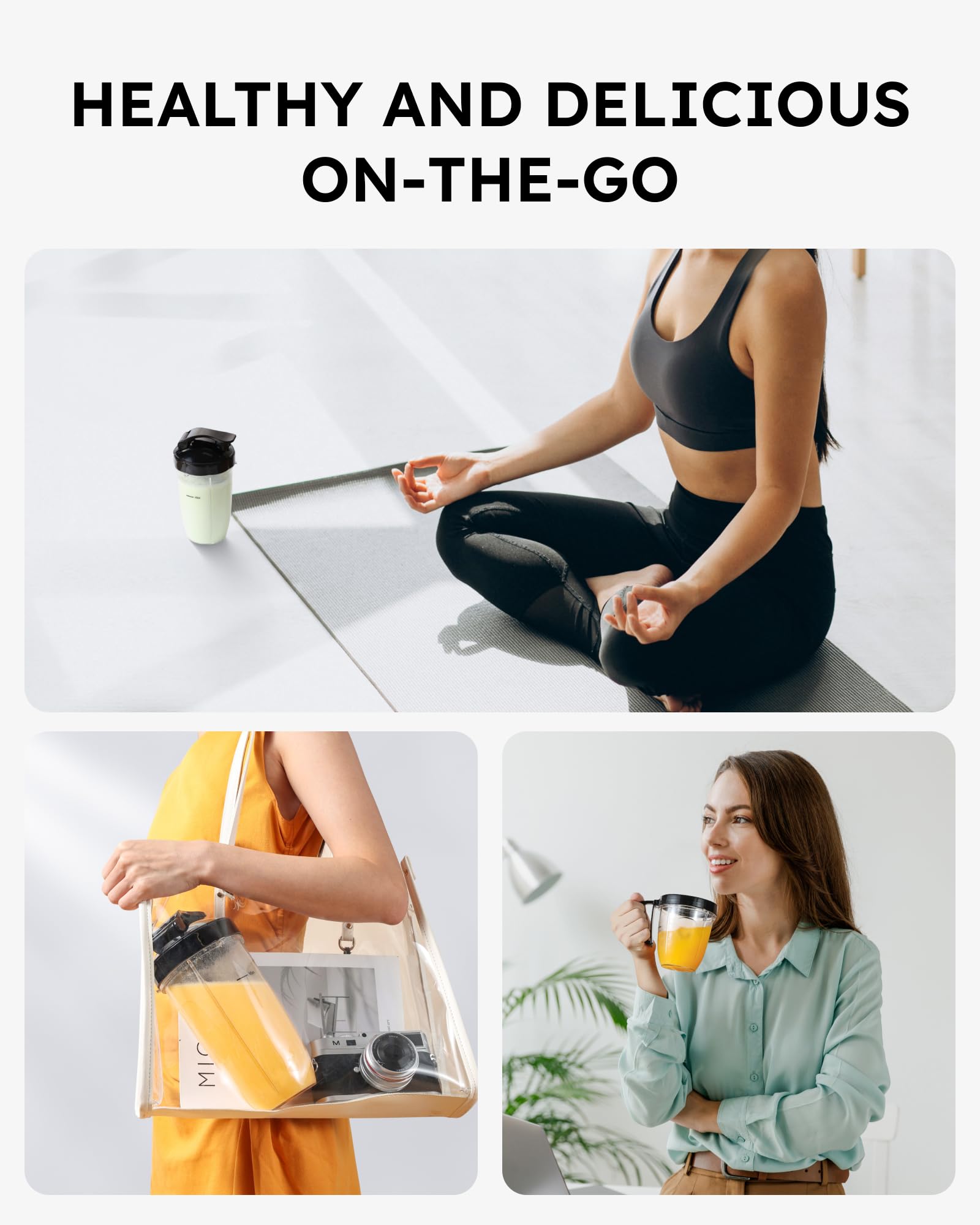 **Sangcon 1000W High-Speed Blender for Smoothies, Frozen Drinks & Ice Crushing - Includes 3 Cups, 2 Spout Lids, 1 Storage Lid & 1 To-Go Lid - Perfect for Kitchen, Travel & Healthy Shakes**    *(Use Cases: Ideal for making protein shakes, crushing ice, blending frozen fruits, mixing spices, and creating on-the-go smoothies for gym, office, or home use.)*