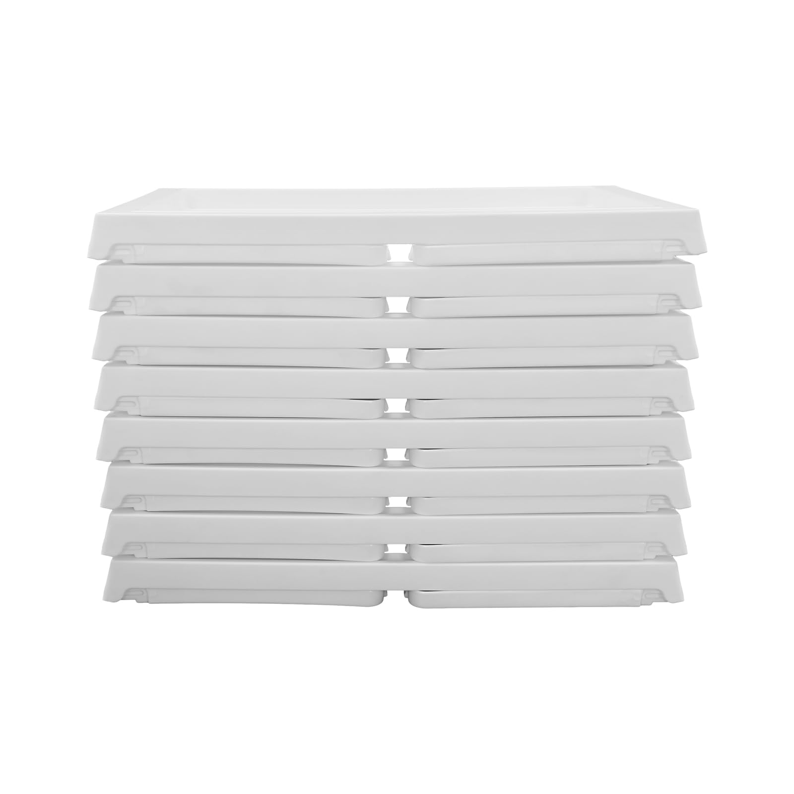 **Foldable Bed Tray Table with Adjustable Legs - Set of 8 Portable TV Trays for Eating, Working & Studying - 25.6 x 14 Inch Lightweight Plastic Lap Desk - Perfect for Kids, Adults in Bedroom, Living Room, Sofa & Office (White, 8-Pack)**    *(Ideal for breakfast in bed, remote work, laptop use, snacks, crafts, and study sessions!)*