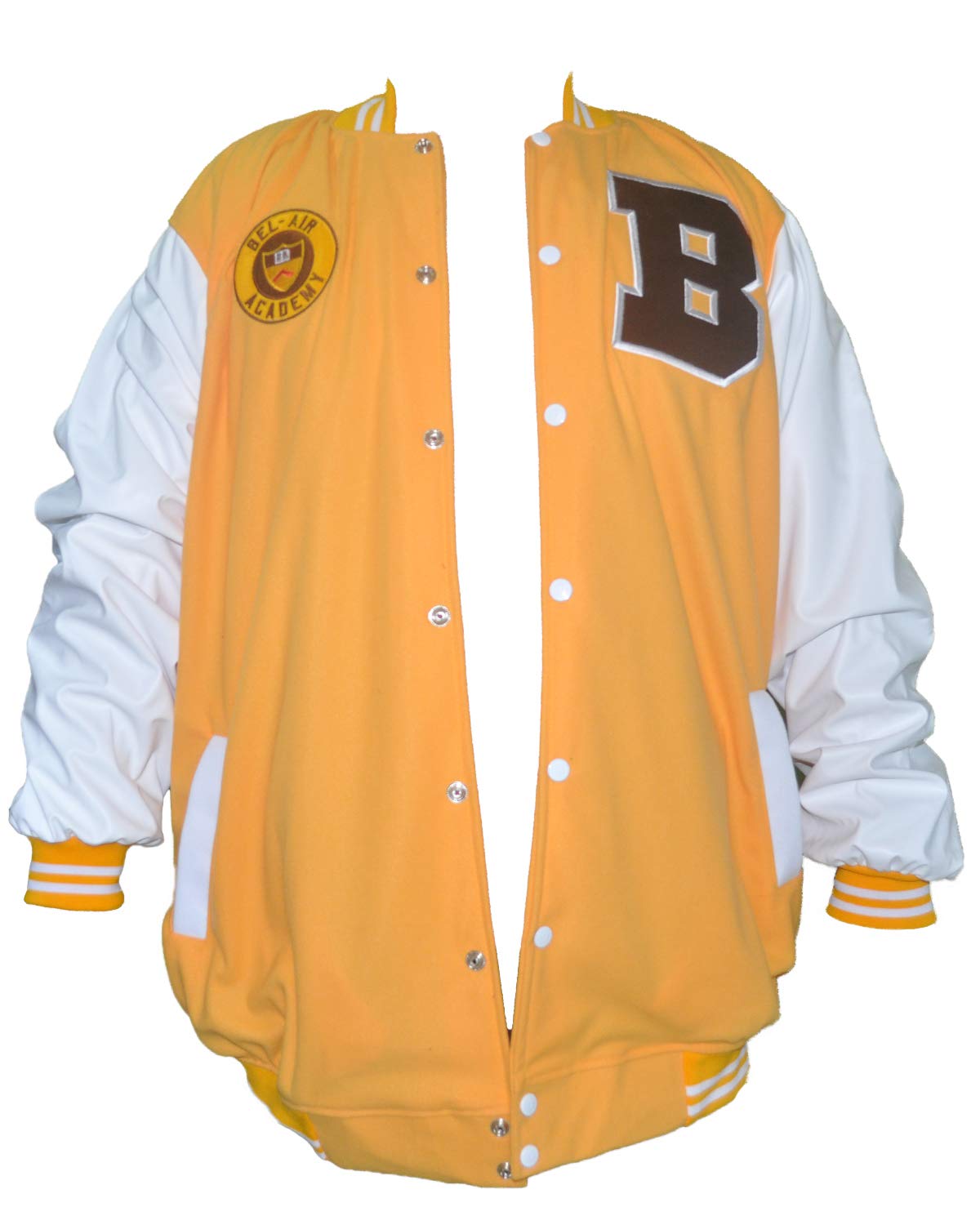 Borizcustoms Bel-Air Academy Letterman Varsity Jacket - Fresh Prince Yellow | 90s Retro Style, Hip Hop Fashion, Vintage Outfit for Cosplay & Halloween