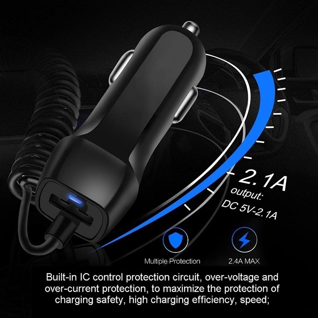 BoxWave Dual USB Car Charger for Motorola Razr (2019) - Fast Charging with Integrated Cable & Extra Port - Black | Perfect for Road Trips & Daily Commutes