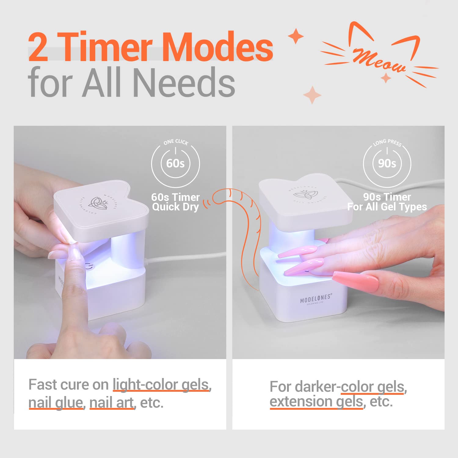 Modelones 4-in-1 Nail Glue Gel Kit with Nail Prep Dehydrator & Mini UV LED Nail Lamp - Professional Nail Extension & Repair for Salon, Home Manicure, DIY Nail Art